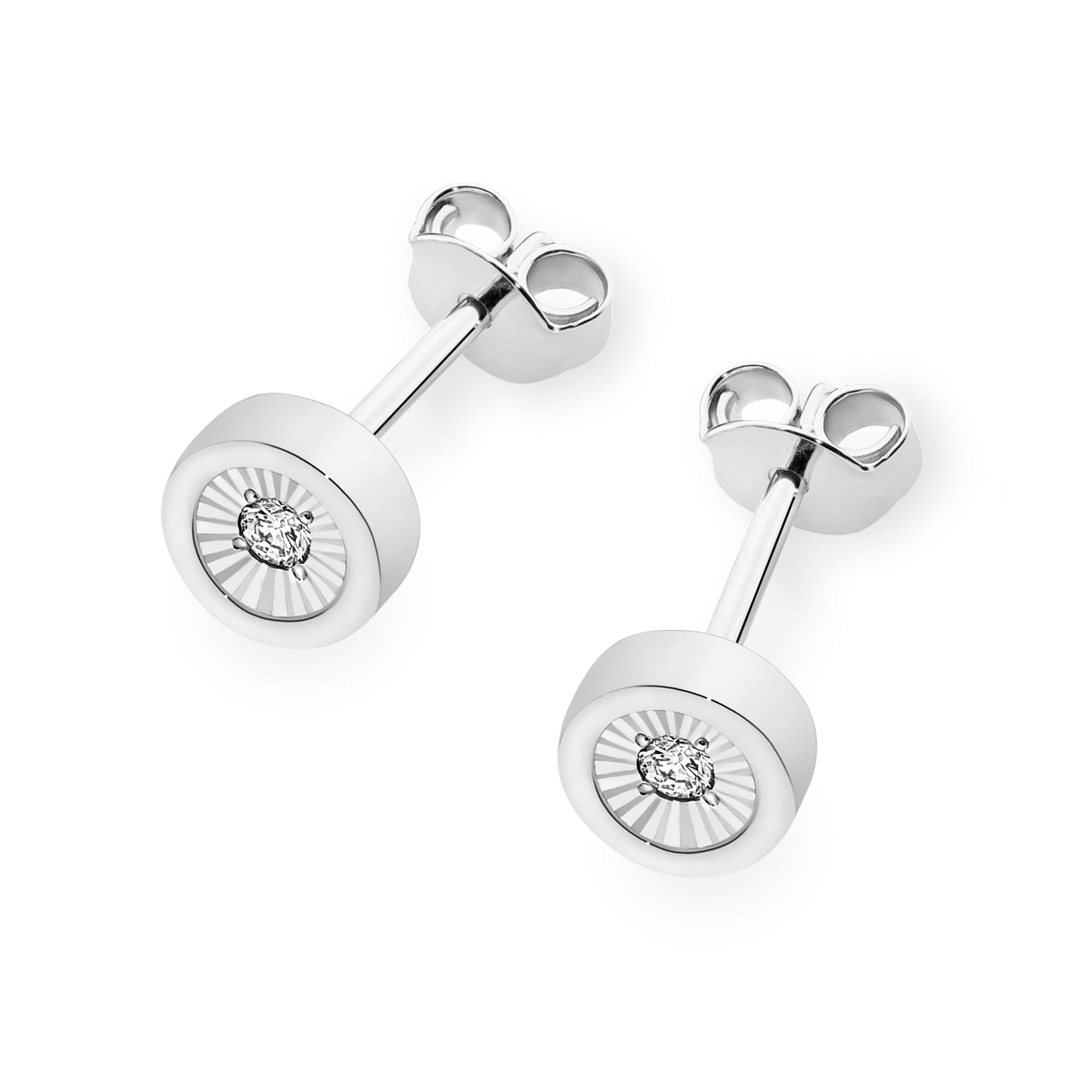 Cercei Aur 14K cu Diamante 0.16 ct - Alb