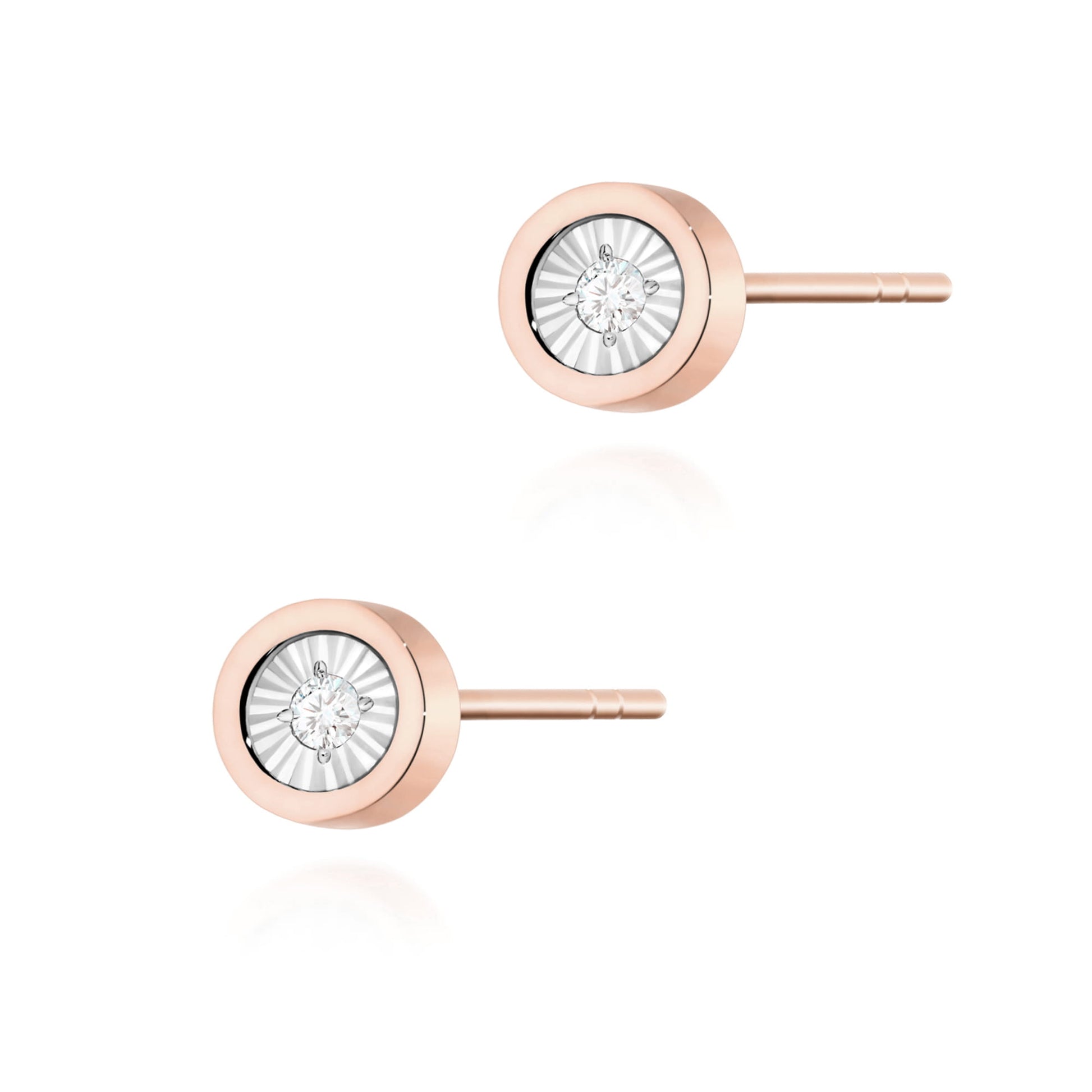 Cercei Aur 14K cu Diamante 0.16 ct - Roz