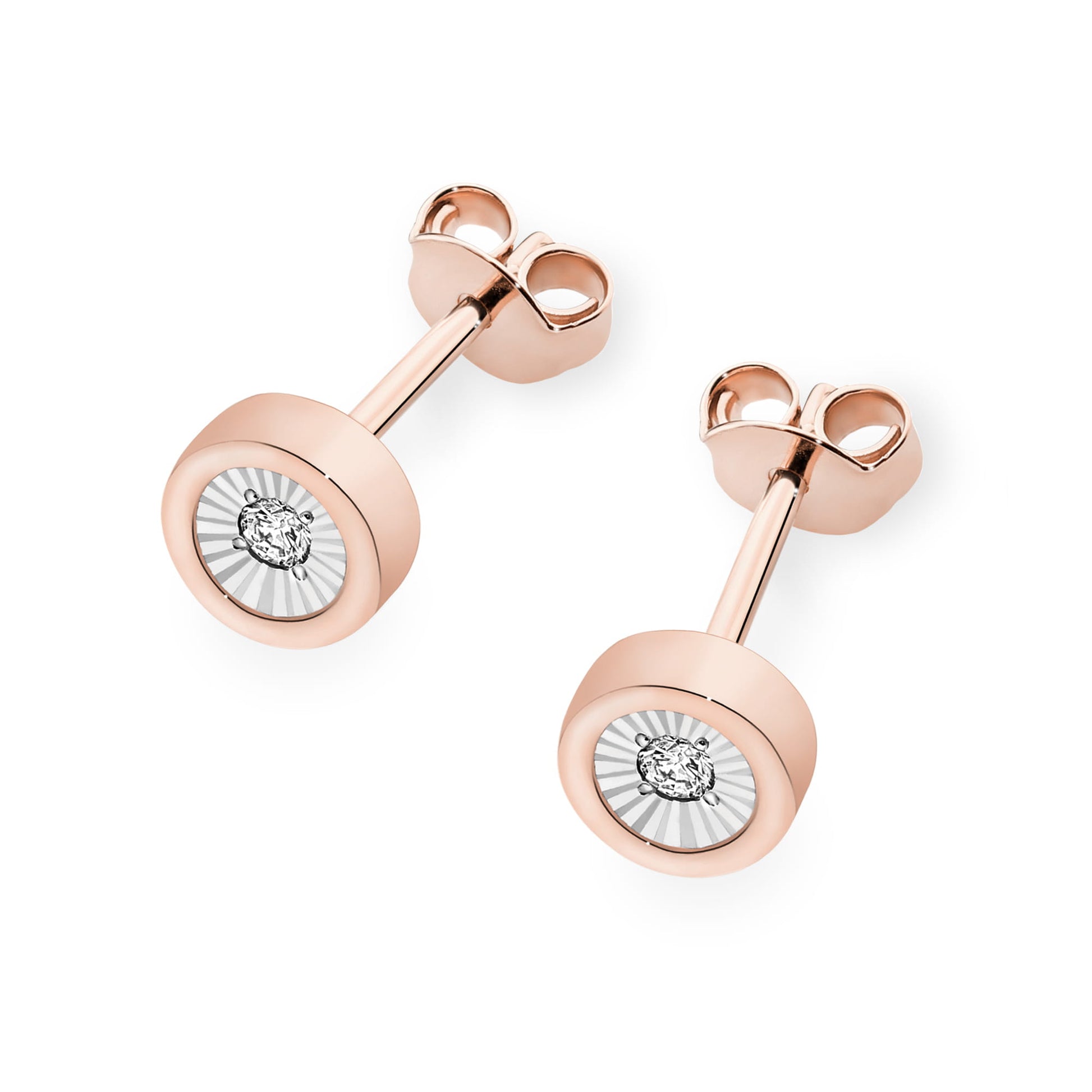 Cercei Aur 14K cu Diamante 0.16 ct - Roz