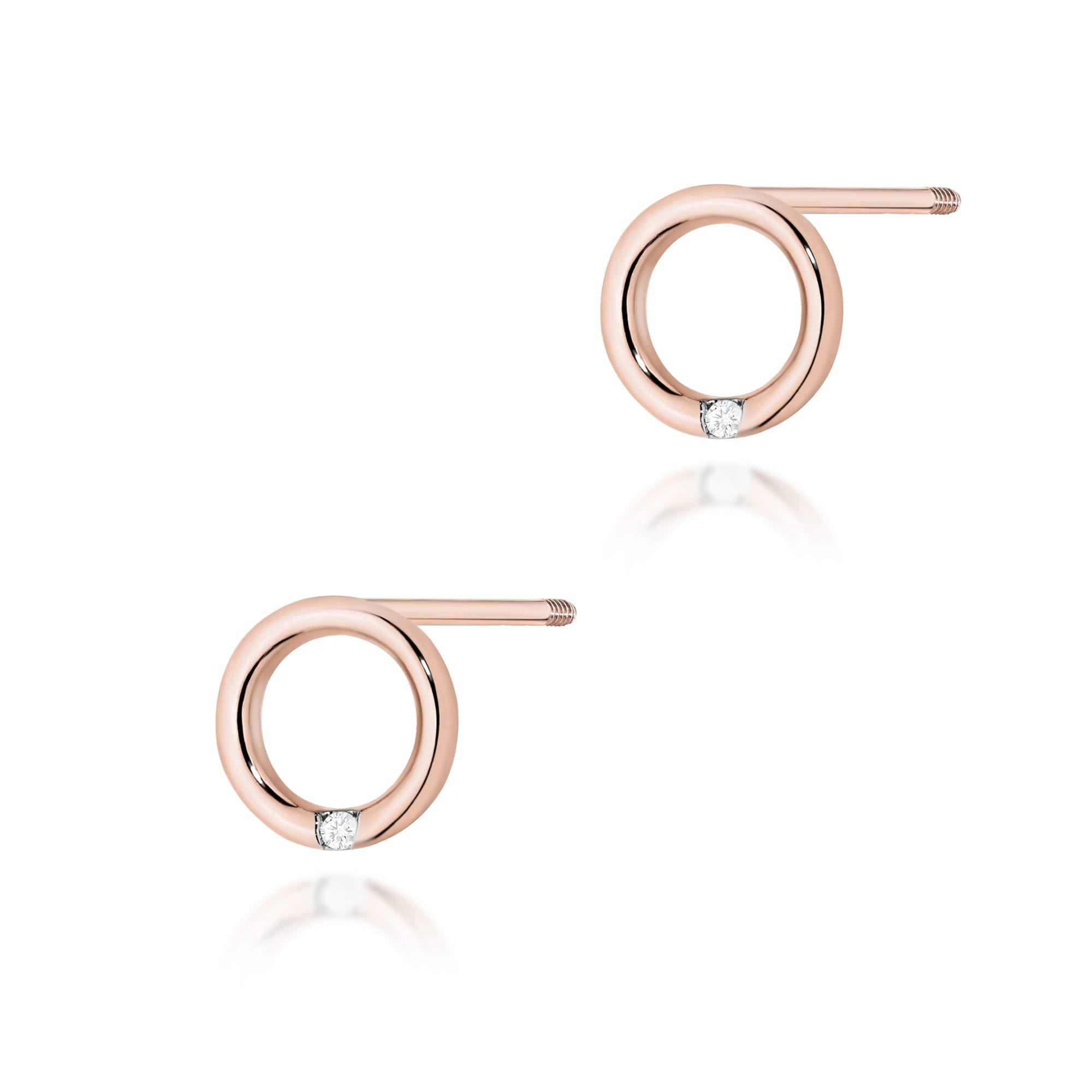 Cercei Aur 14K cu Diamante Naturale 0.01 ct