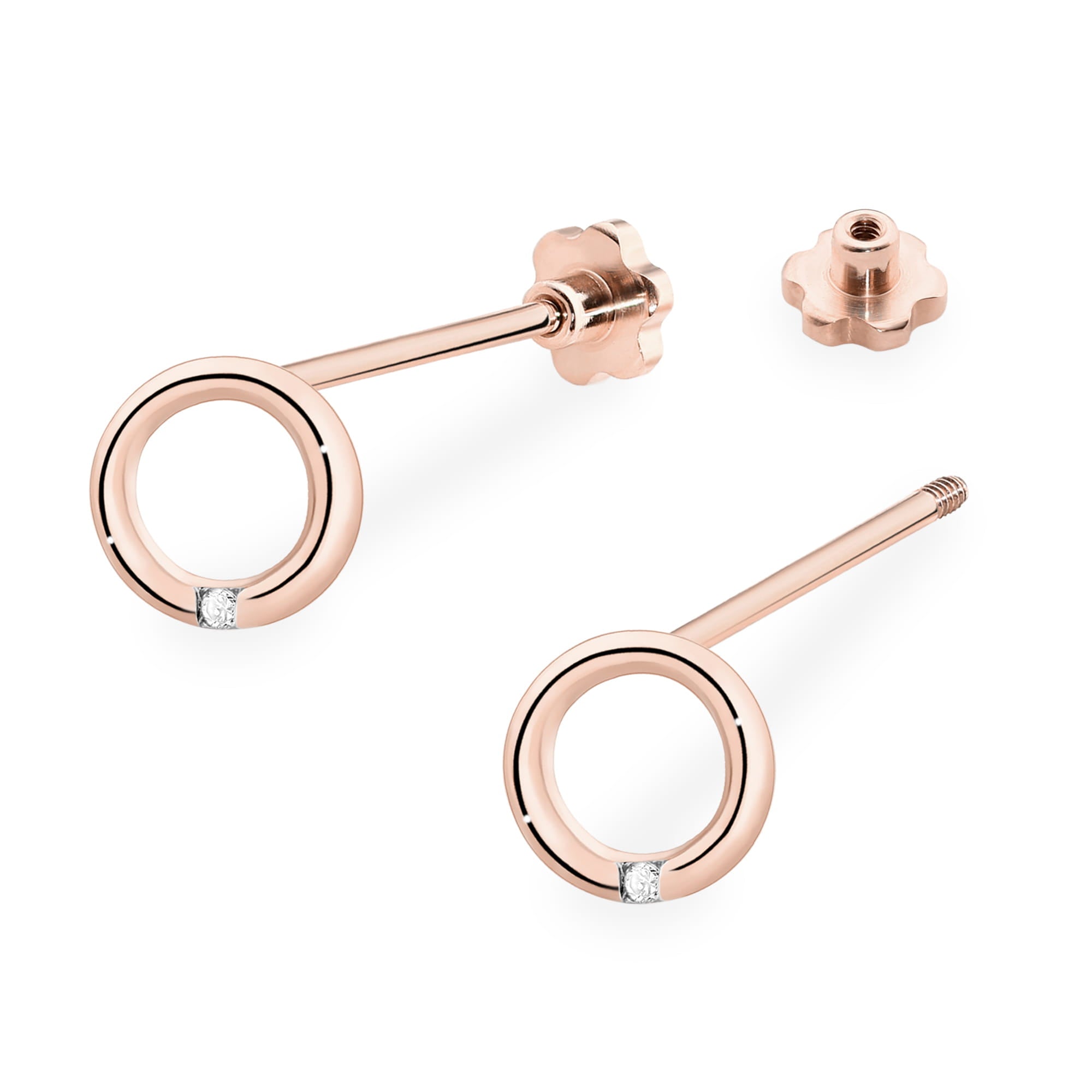 Cercei Aur 14K cu Diamante Naturale 0.01 ct