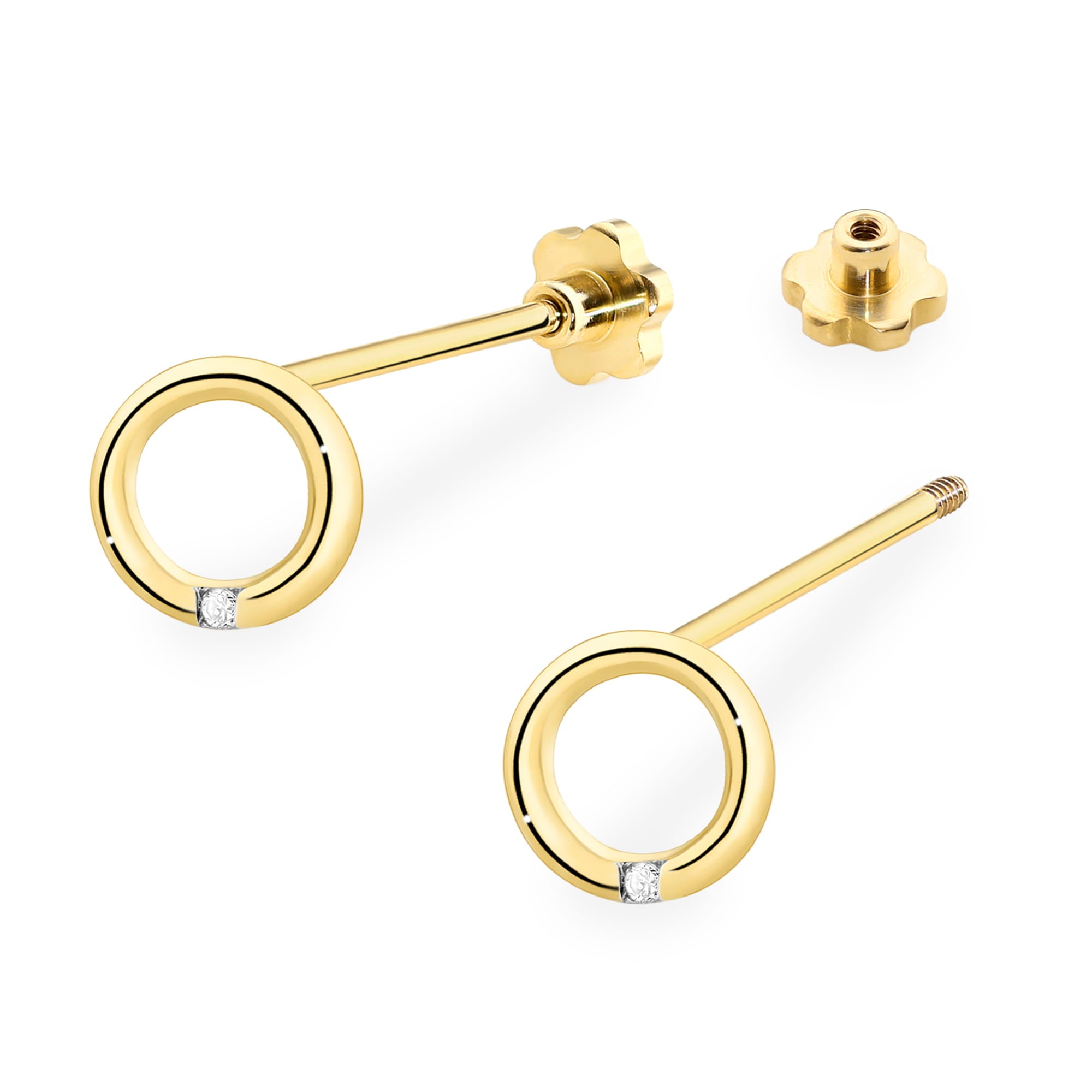 Cercei Aur 14K cu Diamante Naturale 0.01 ct