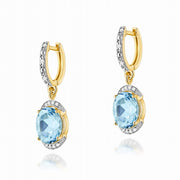 Cercei Aur 14K cu Topaz 6.00 ct si Diamant 0.13 ct - Galben