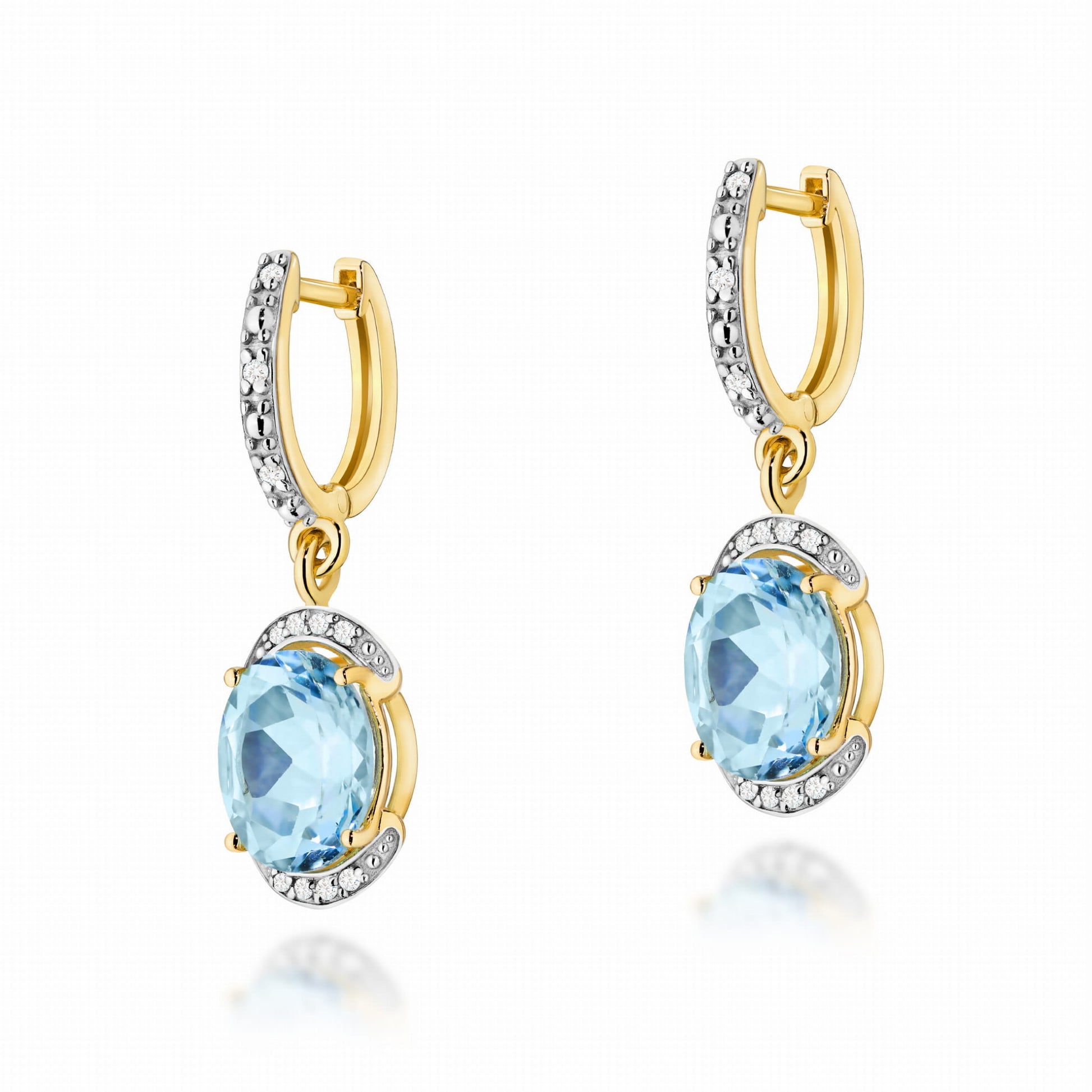 Cercei Aur 14K cu Topaz 6.00 ct si Diamant 0.13 ct - Galben