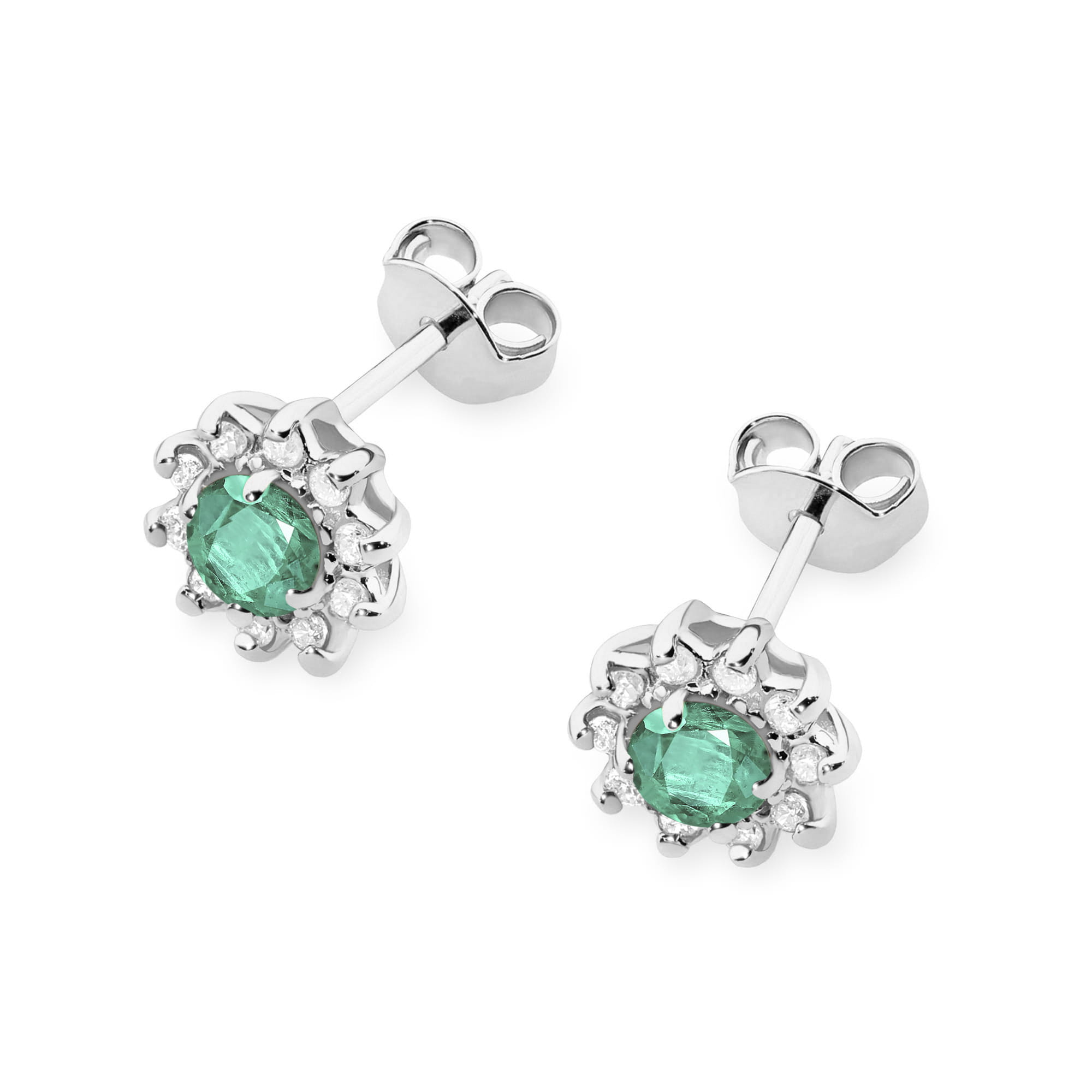 Cercei Aur 14K K0185 Smarald 2 x 0.15ct