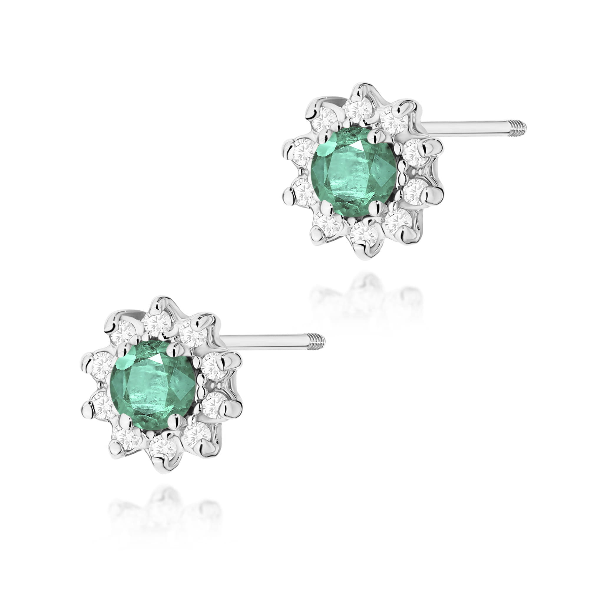 Cercei Aur 14K K0185 Smarald 2 x 0.15ct
