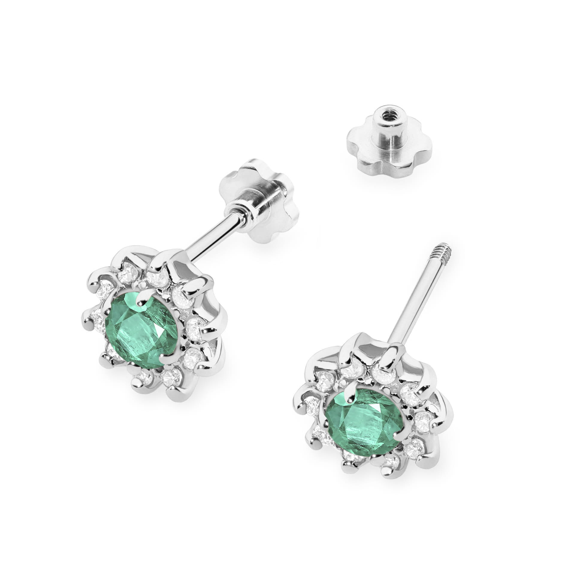 Cercei Aur 14K K0185 Smarald 2 x 0.15ct
