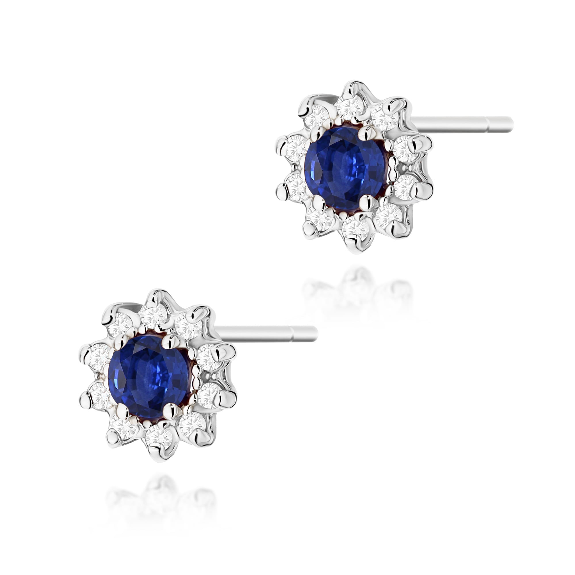 Cercei Aur 14K cu Safir 0.30 ct si Diamante Naturale 0.18 ct