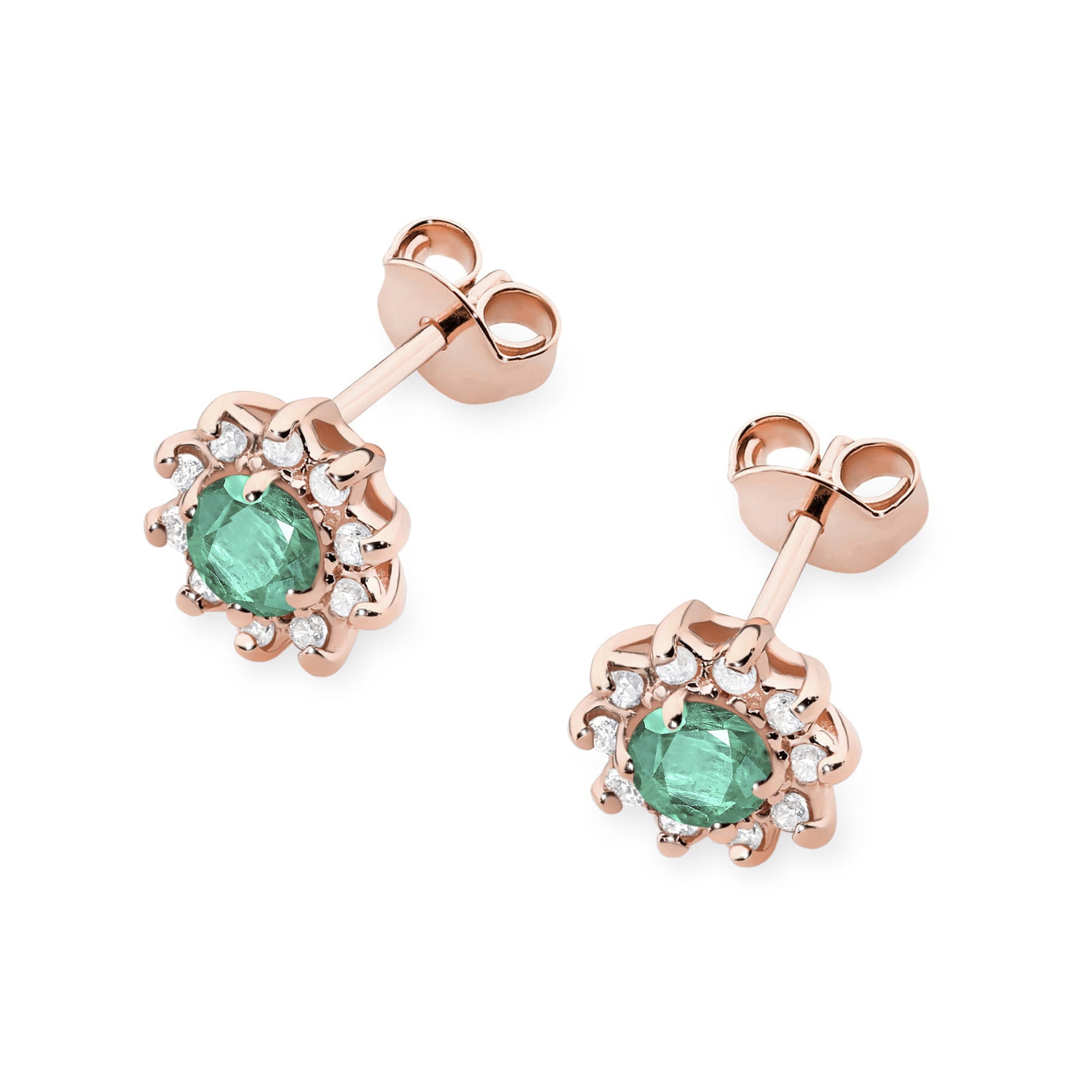 Cercei Aur 14K K0185 Smarald 2 x 0.15ct