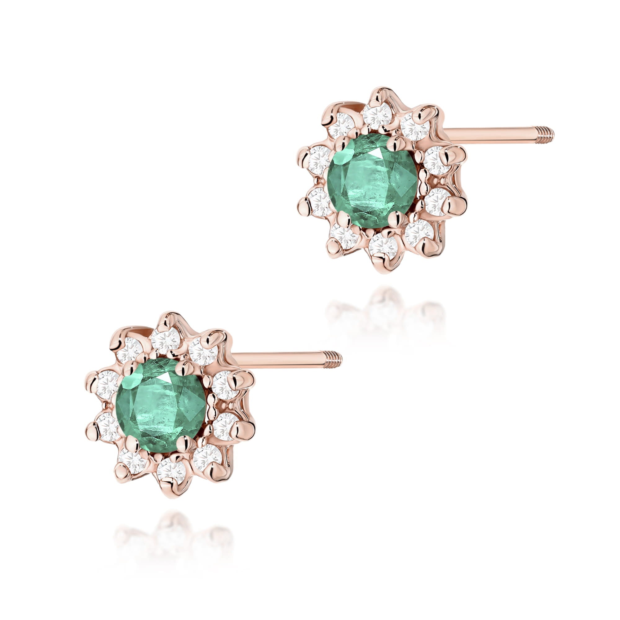 Cercei Aur 14K K0185 Smarald 2 x 0.15ct