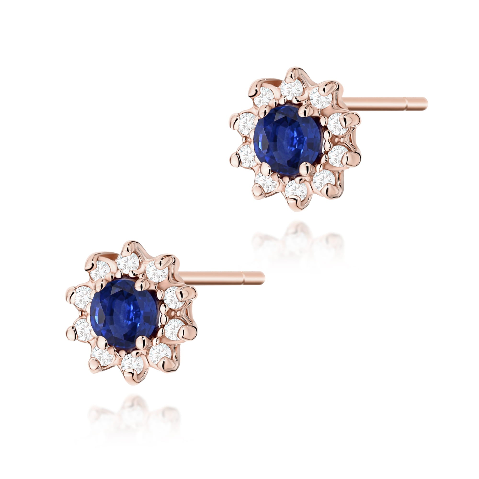 Cercei Aur 14K cu Safir 0.30 ct si Diamante Naturale 0.18 ct