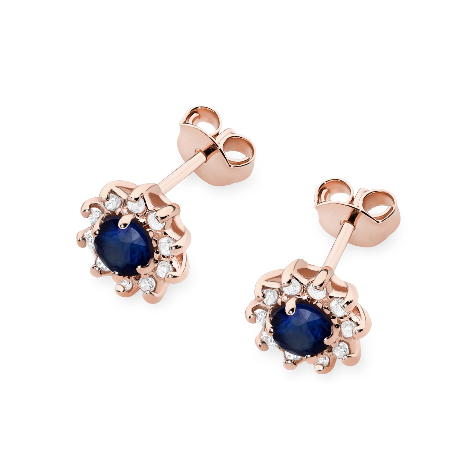 Cercei Aur 14K cu Safir 0.30 ct si Diamante Naturale 0.18 ct