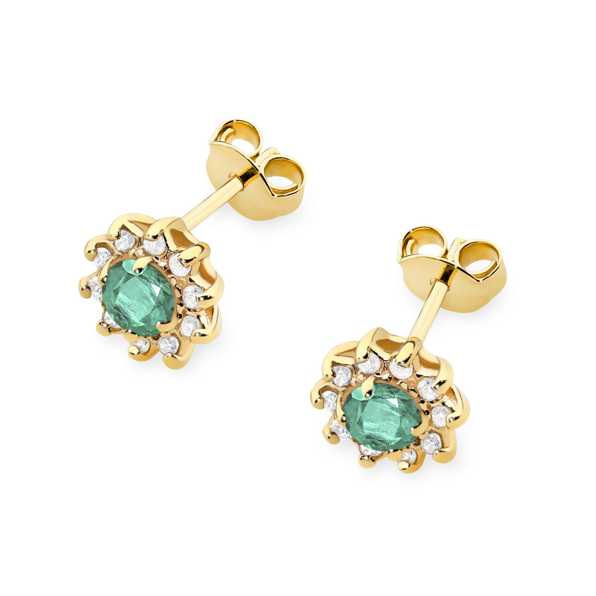Cercei Aur 14K K0185 Smarald 2 x 0.15ct