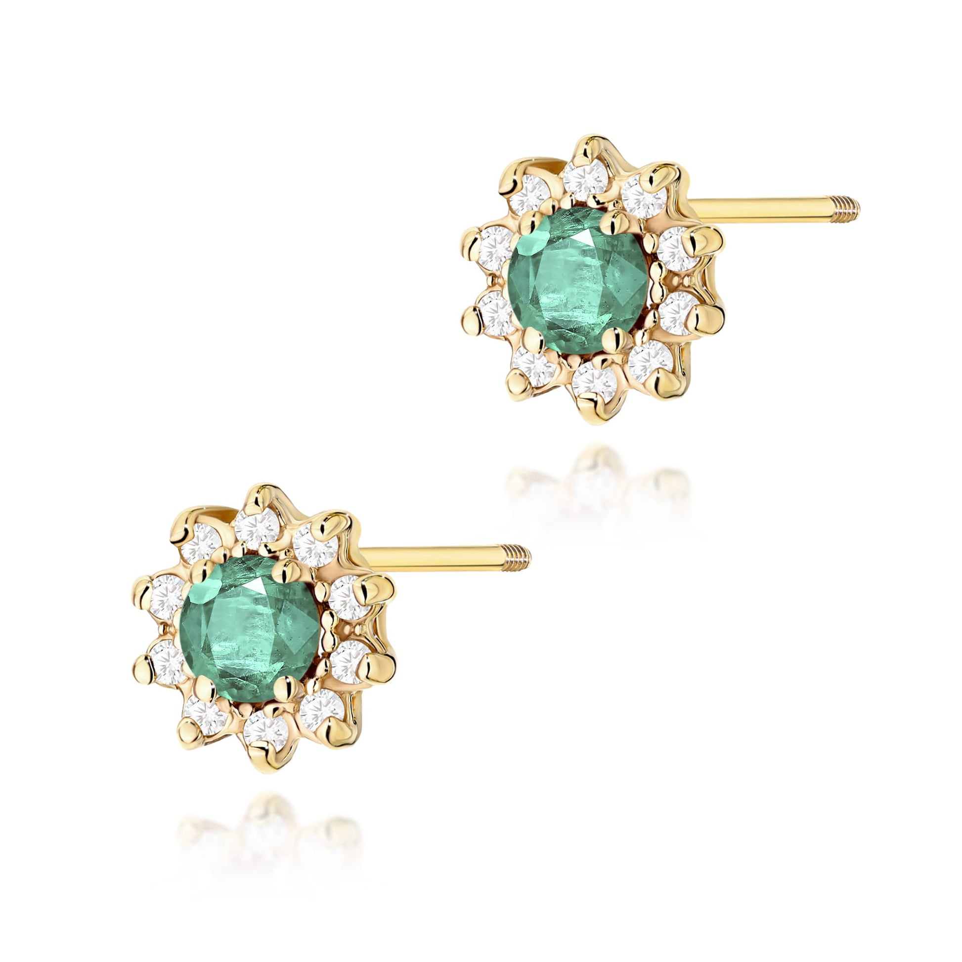 Cercei Aur 14K K0185 Smarald 2 x 0.15ct