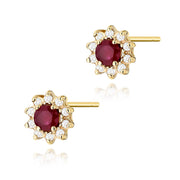 Cercei Aur 14K cu Rubin 0.15 ct si Diamante Naturale 0.17 ct