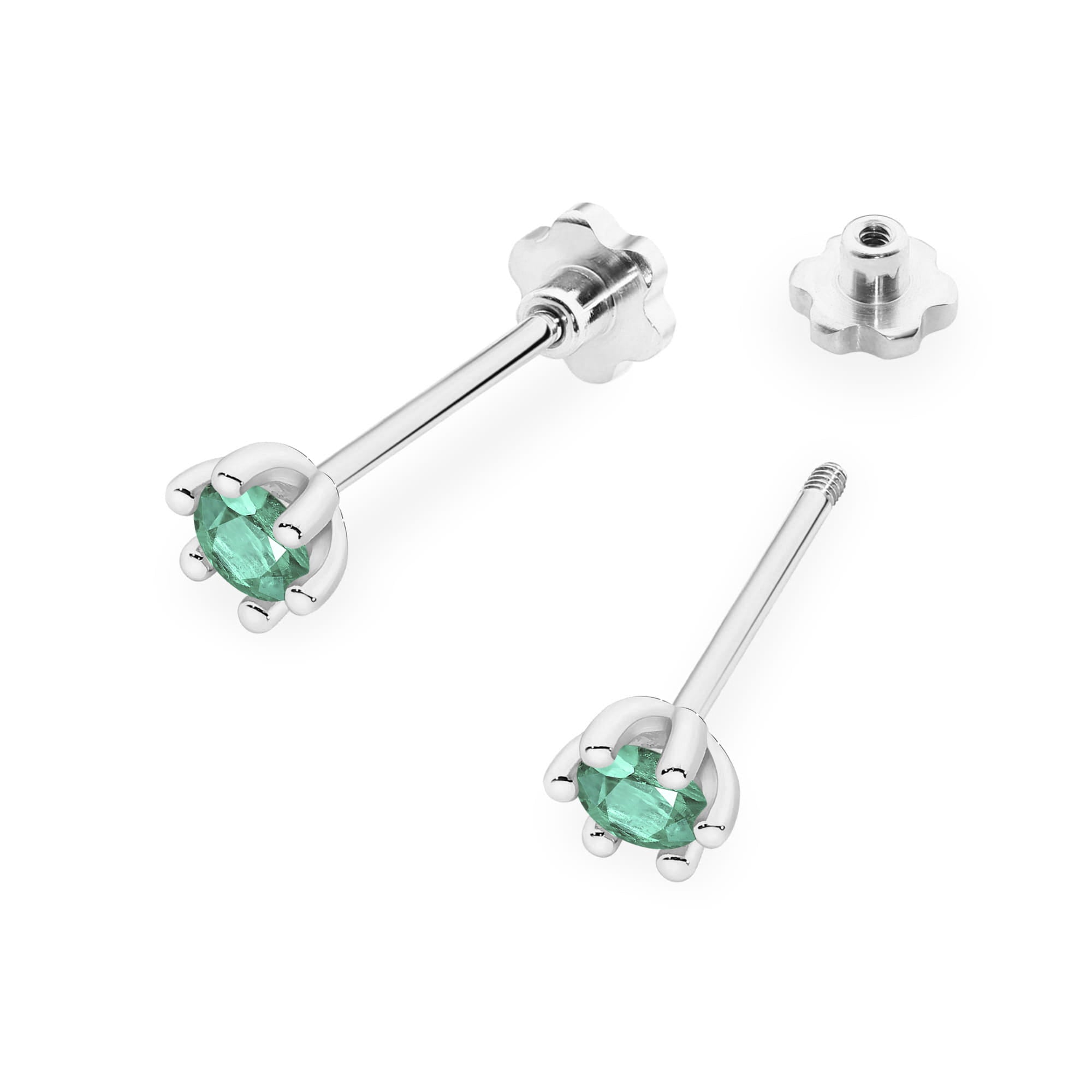 Cercei Aur 14K K0222 Smarald 2 x 0.15ct