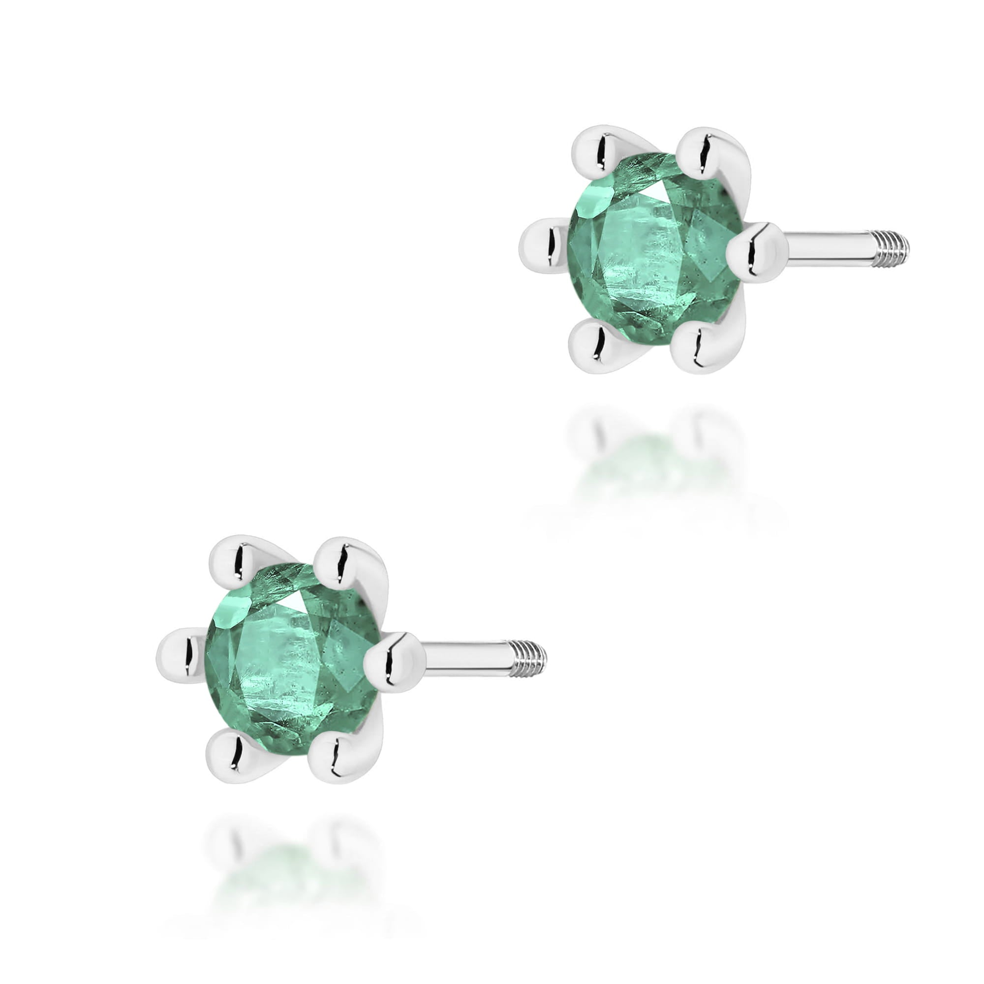 Cercei Aur 14K Cu Smaralde Rotunde K0222