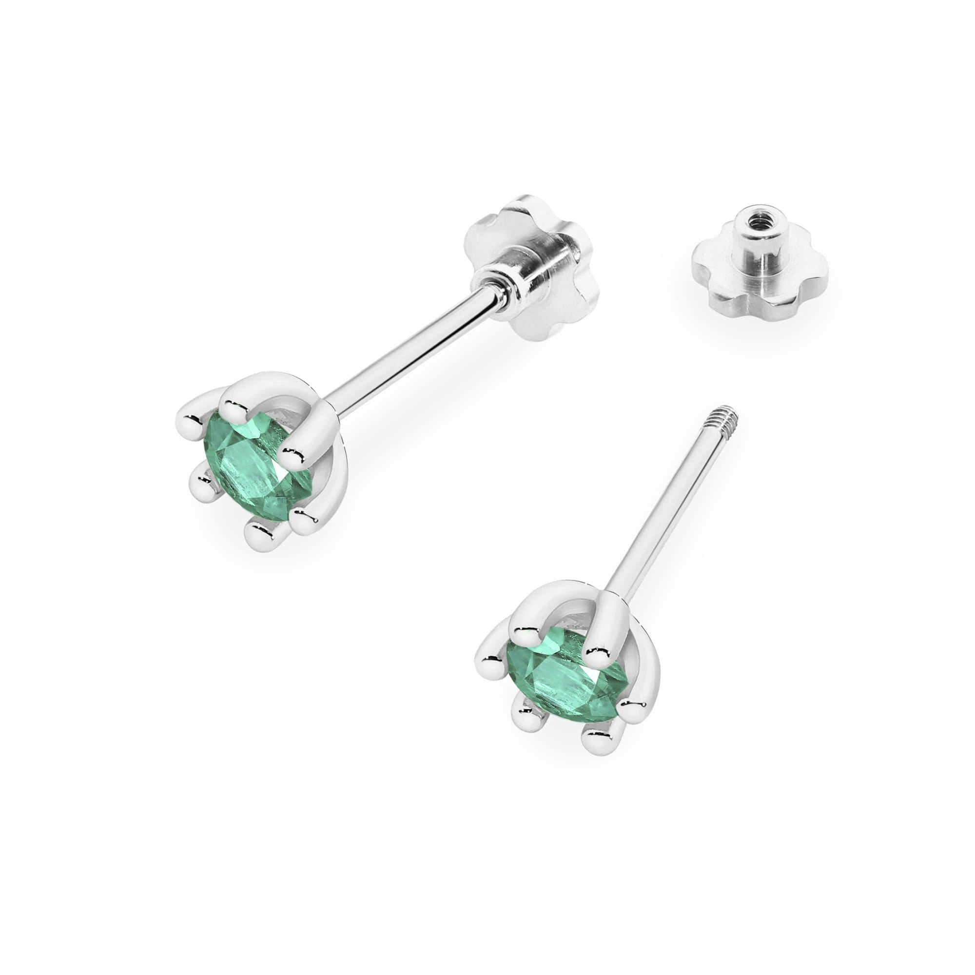 Cercei Aur 14K Cu Smaralde Rotunde K0222