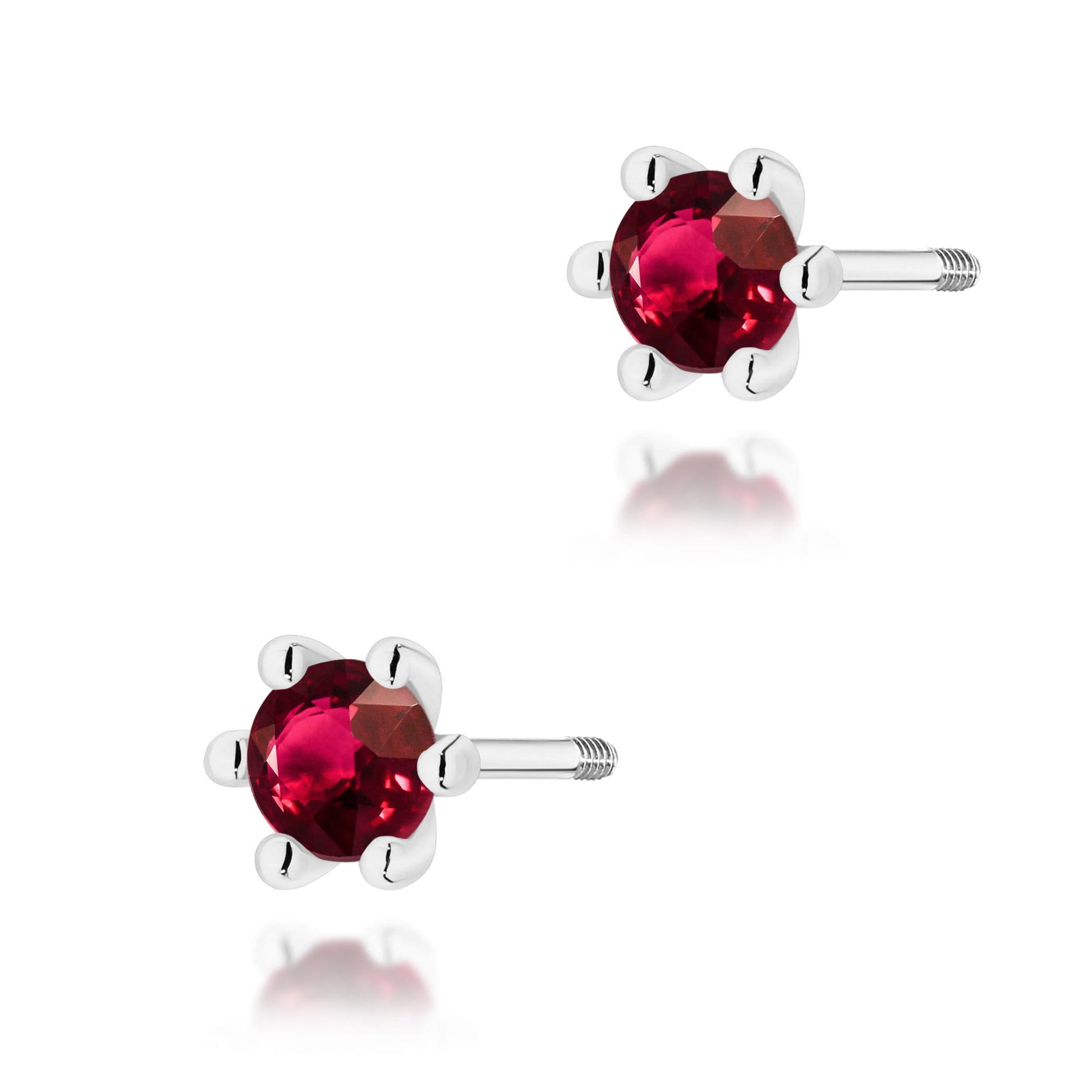 Cercei Aur 14K Cu Rubin Rotund K0222