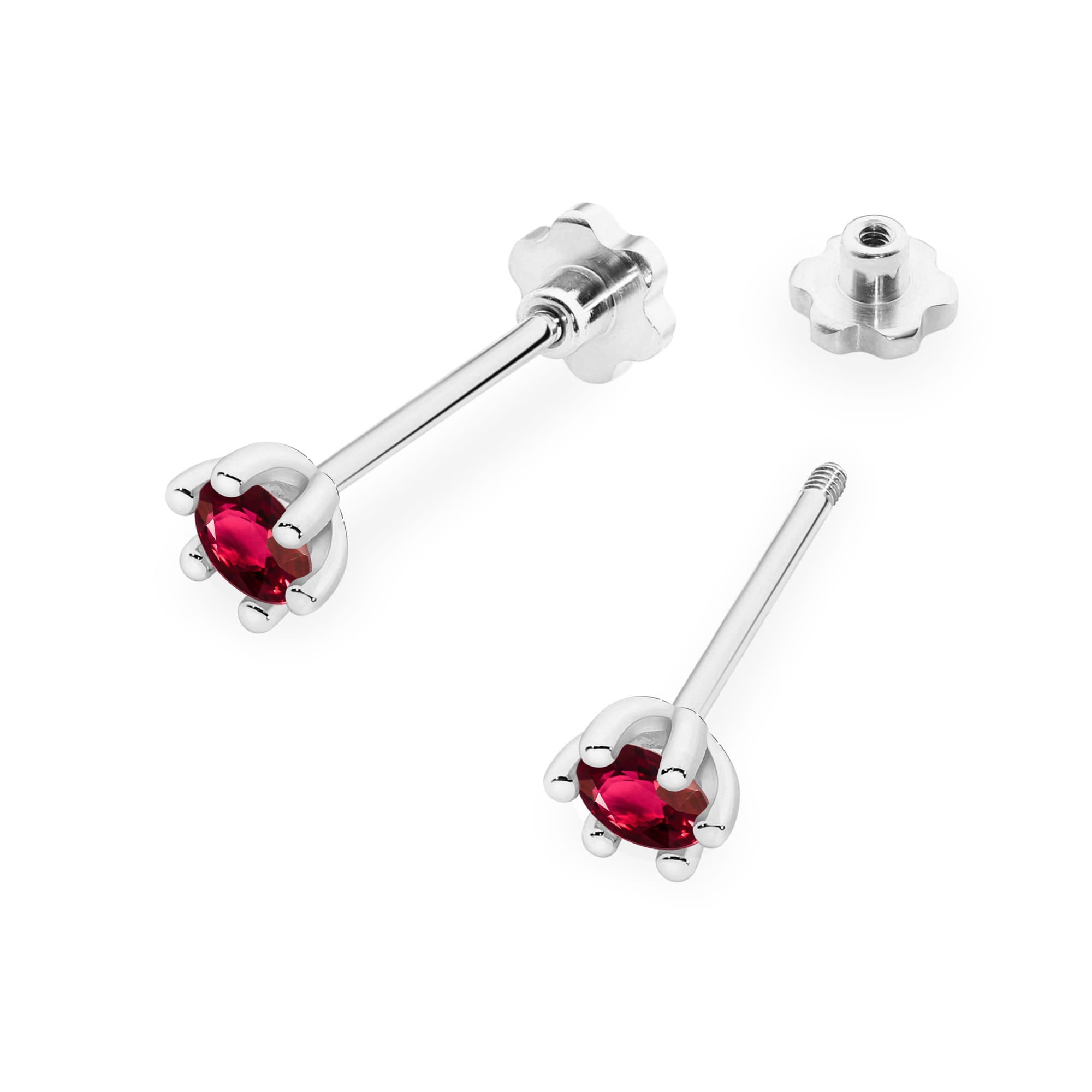 Cercei Aur 14K Cu Rubin Rotund K0222