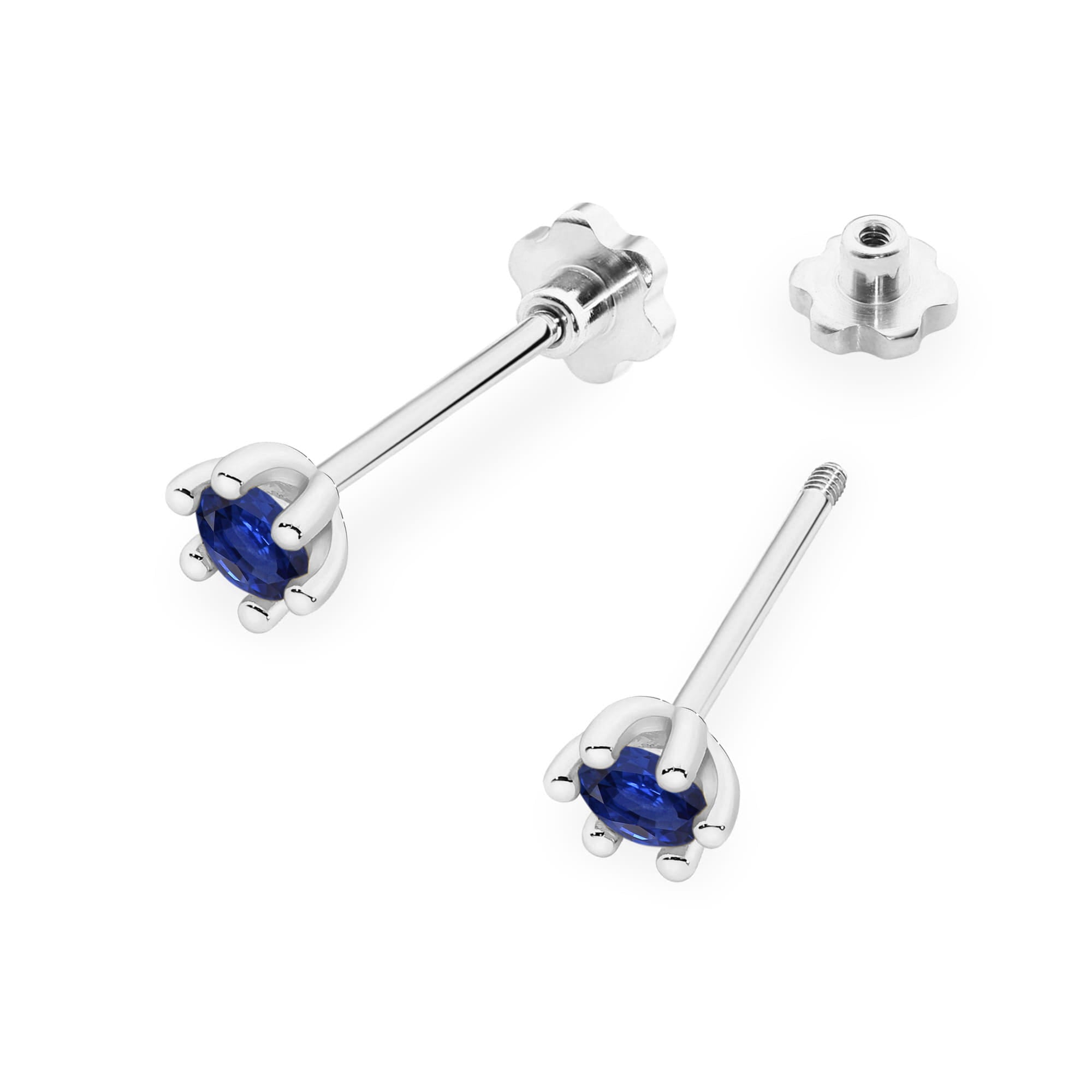 Cercei Aur 14K Cu Safire Rotunde K0222