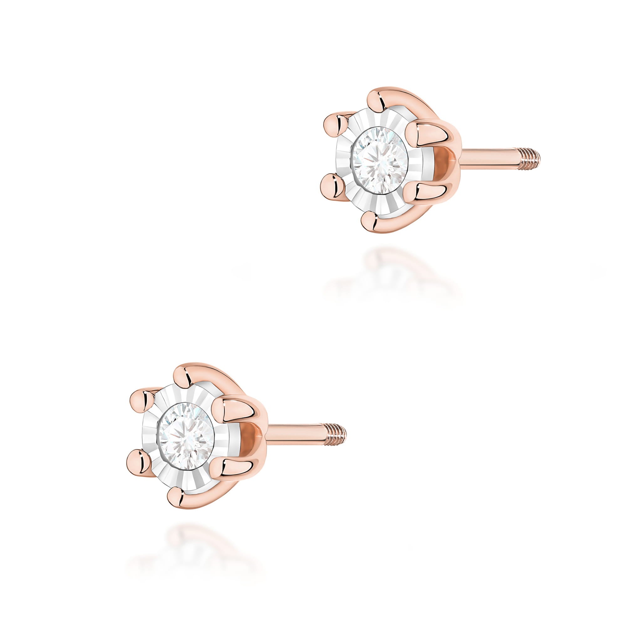 Cercei Aur 14K Diamant 2 x 0.08ct Rotund Stud