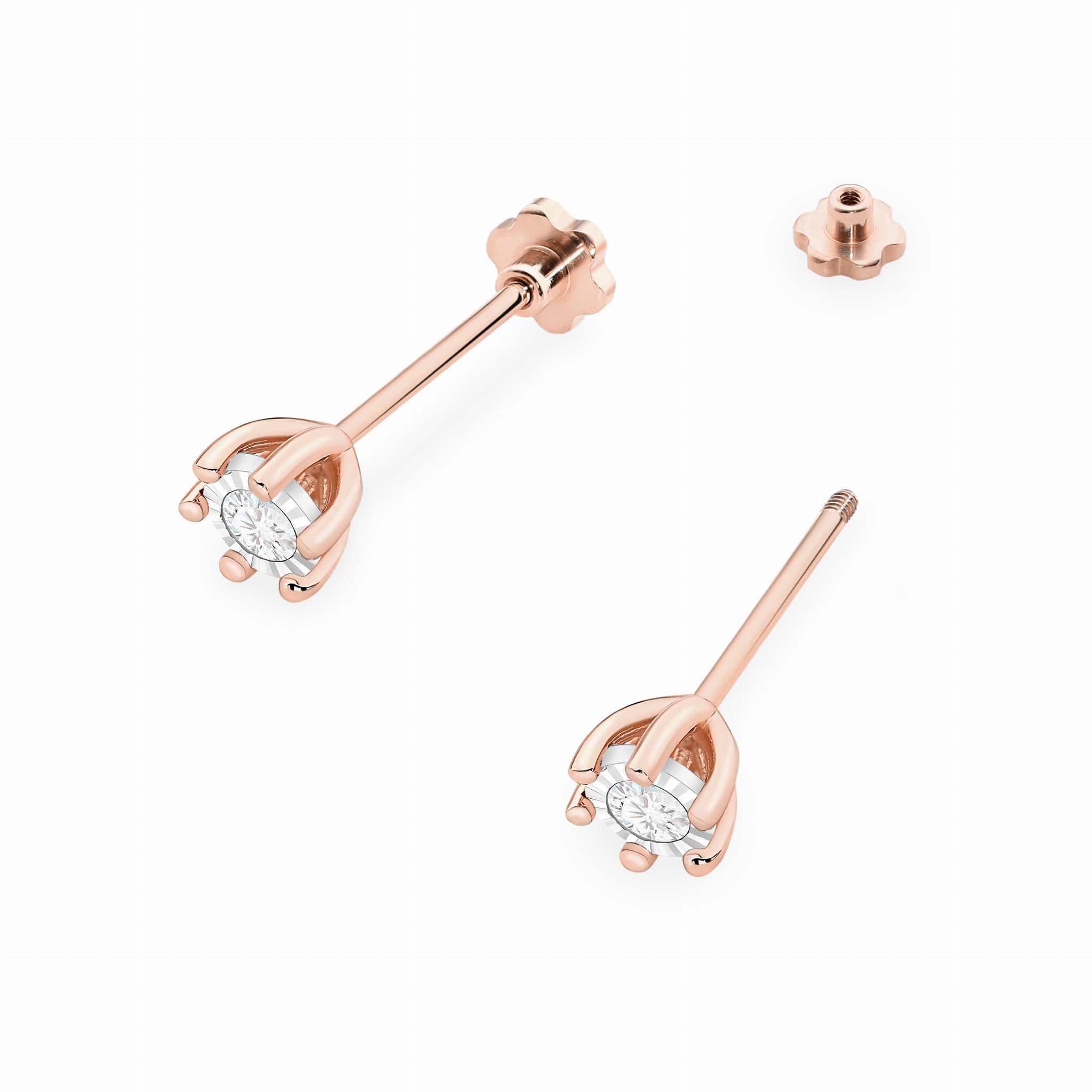 Cercei Aur 14K Diamant 2 x 0.08ct Rotund Stud