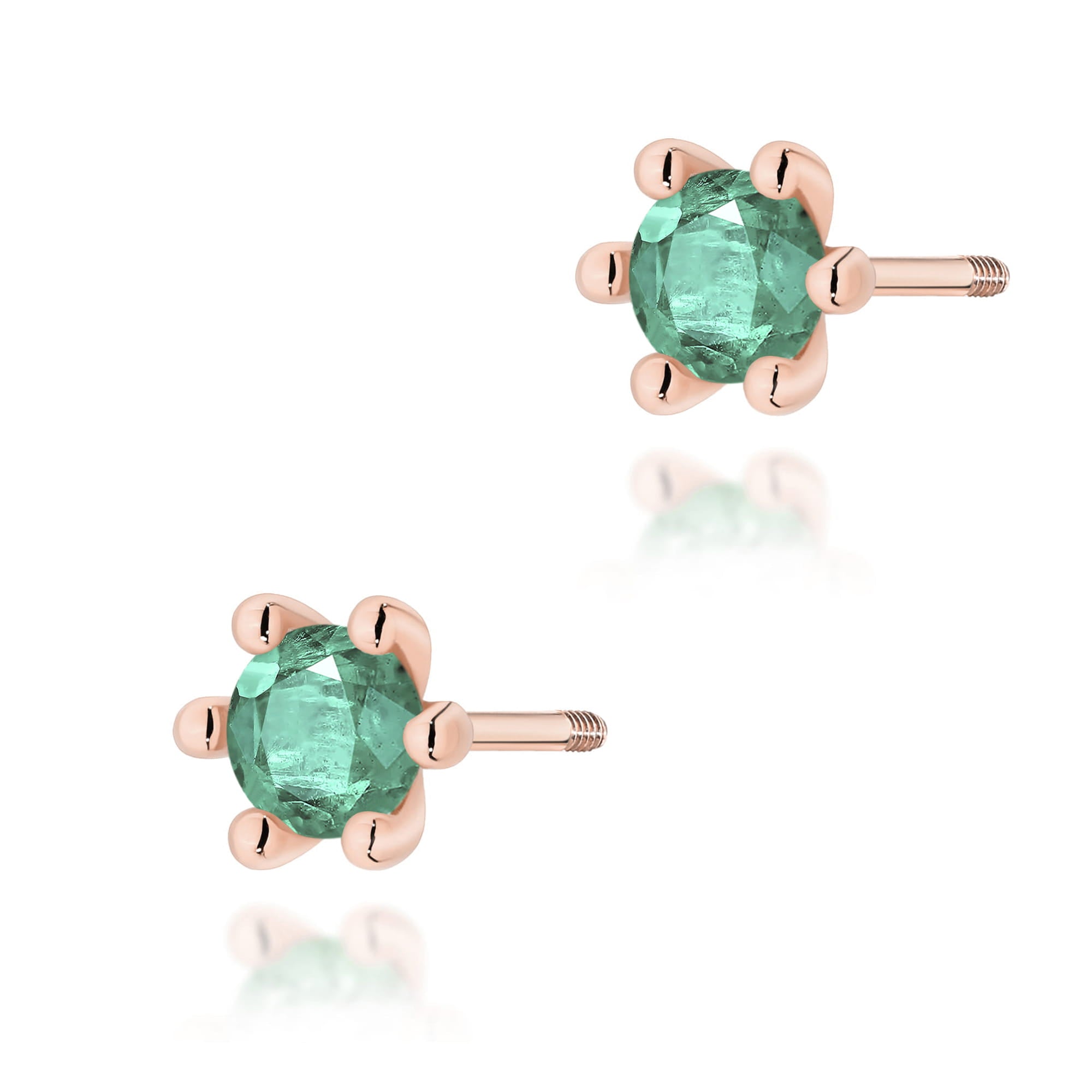 Cercei Aur 14K Cu Smaralde Rotunde K0222