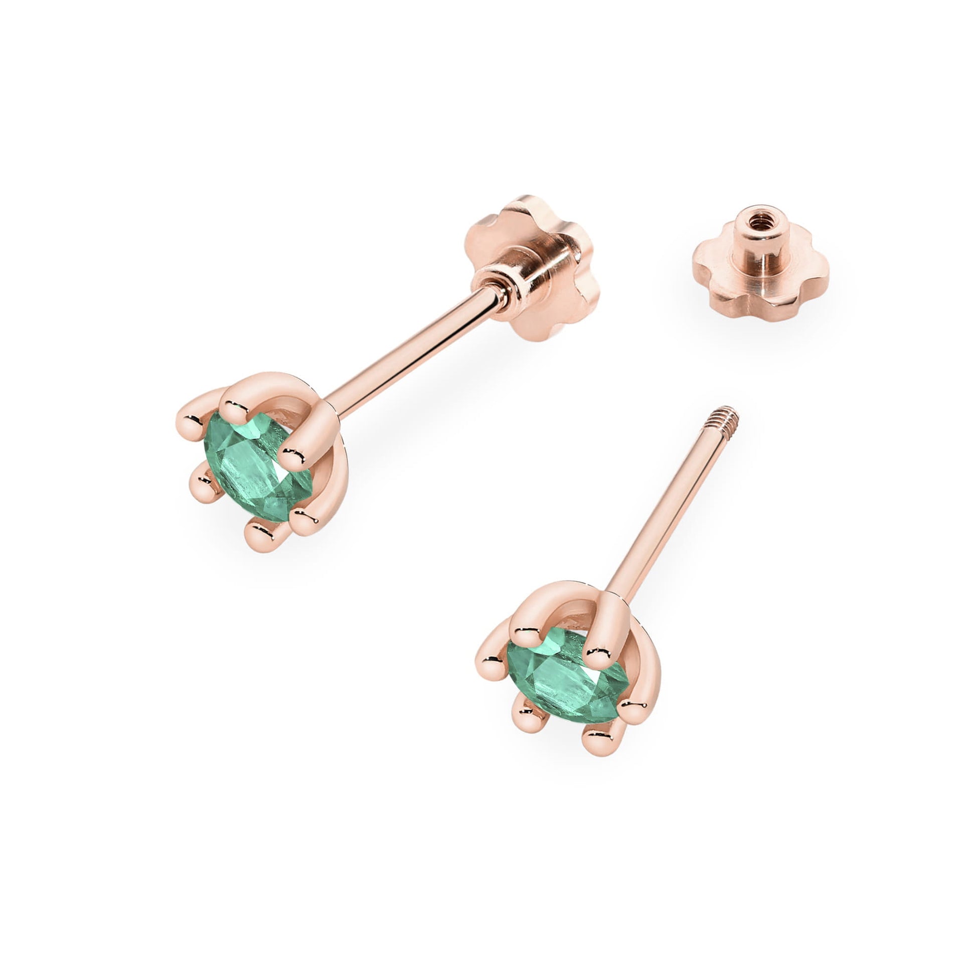 Cercei Aur 14K Cu Smaralde Rotunde K0222