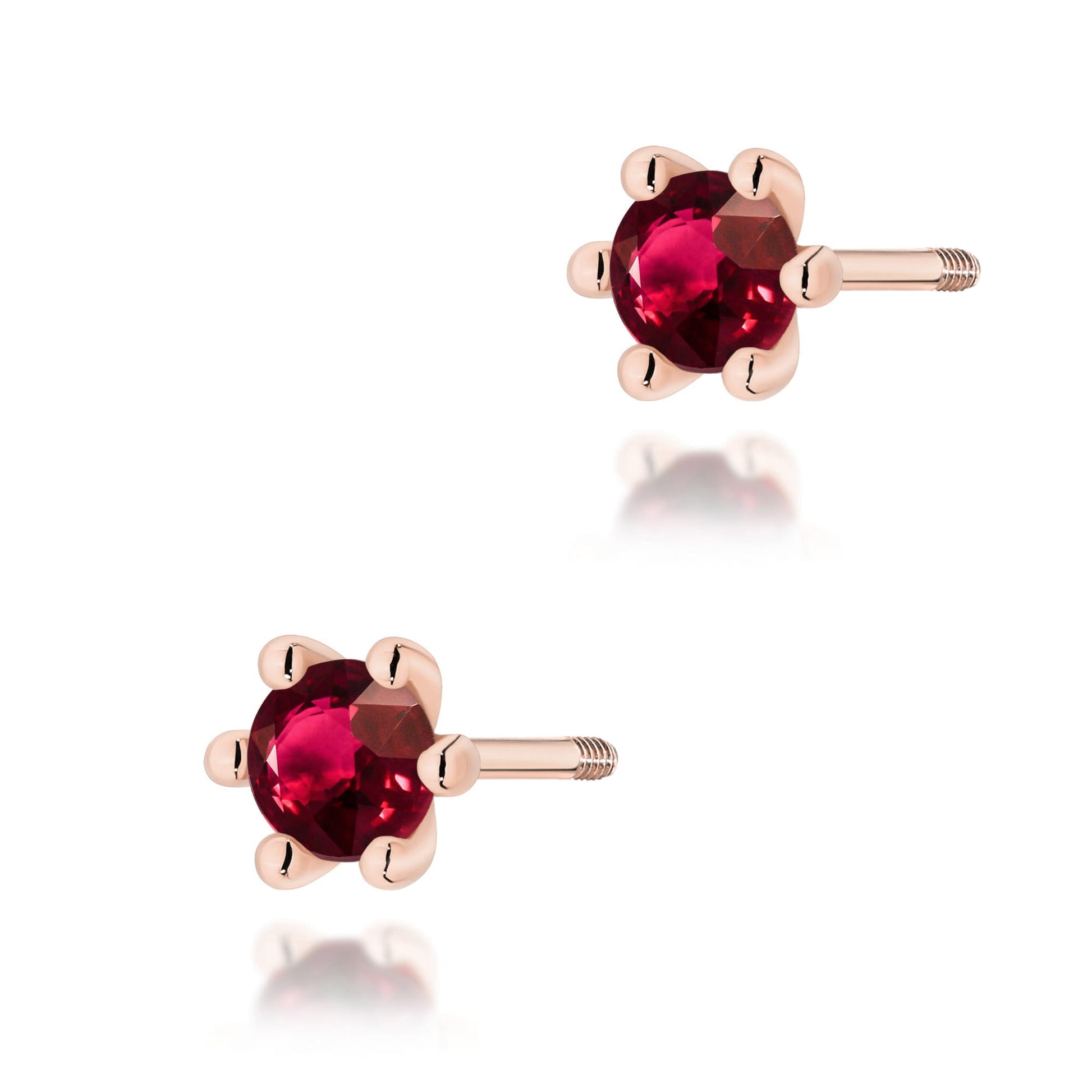 Cercei Aur 14K Cu Rubin Rotund K0222