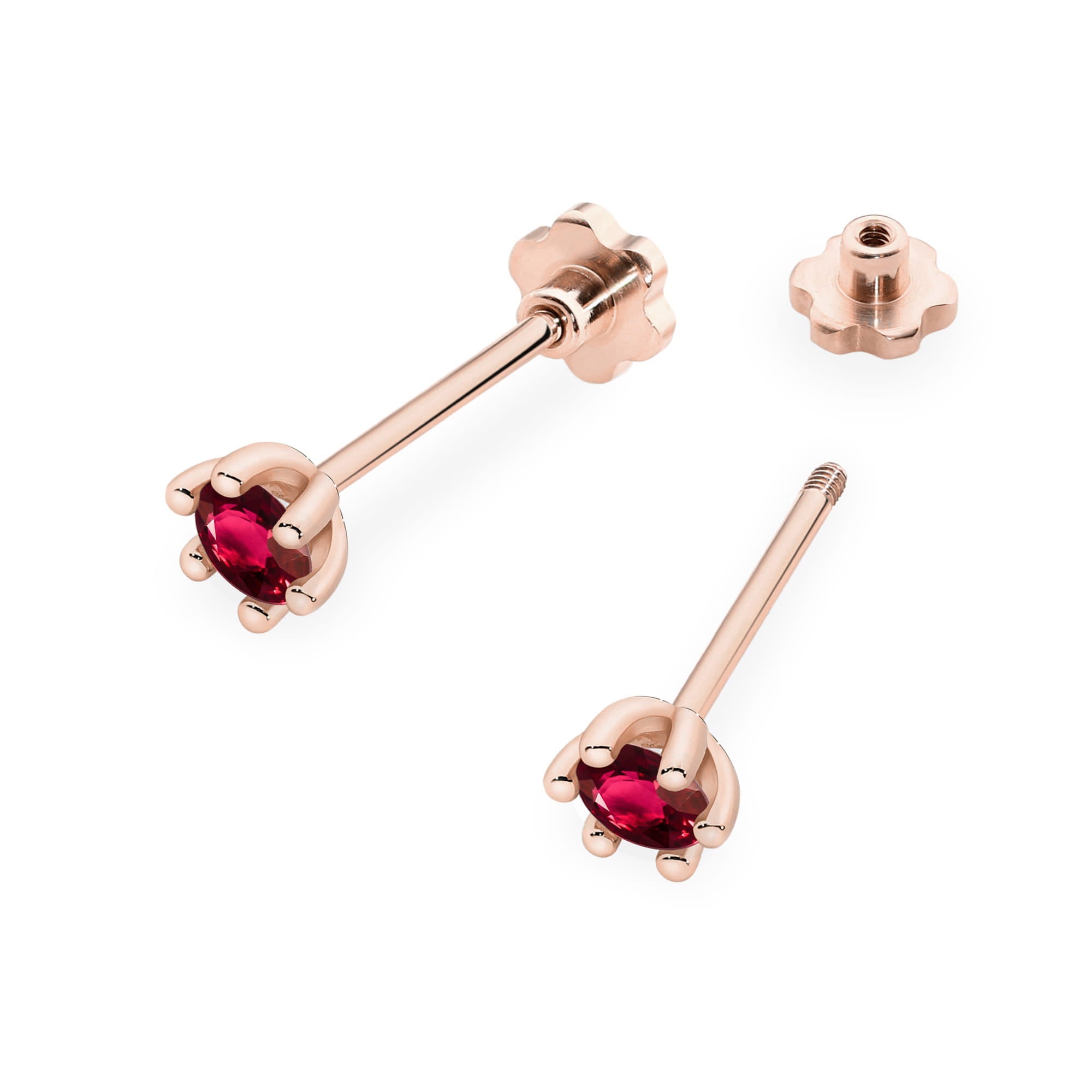 Cercei Aur 14K Cu Rubin Rotund K0222