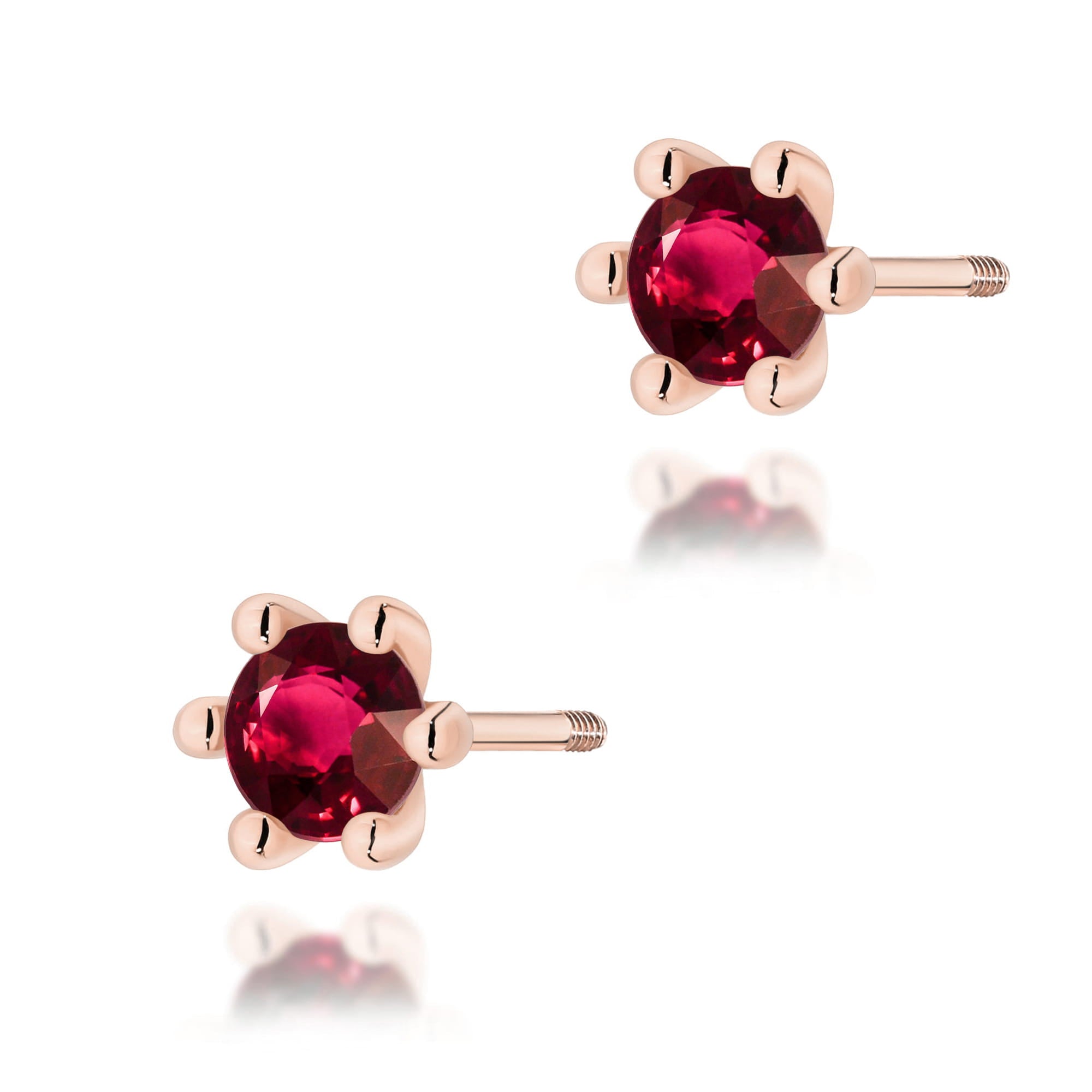 Cercei Aur 14K Cu Rubin Rotund 2 x 0.30ct Model K0222