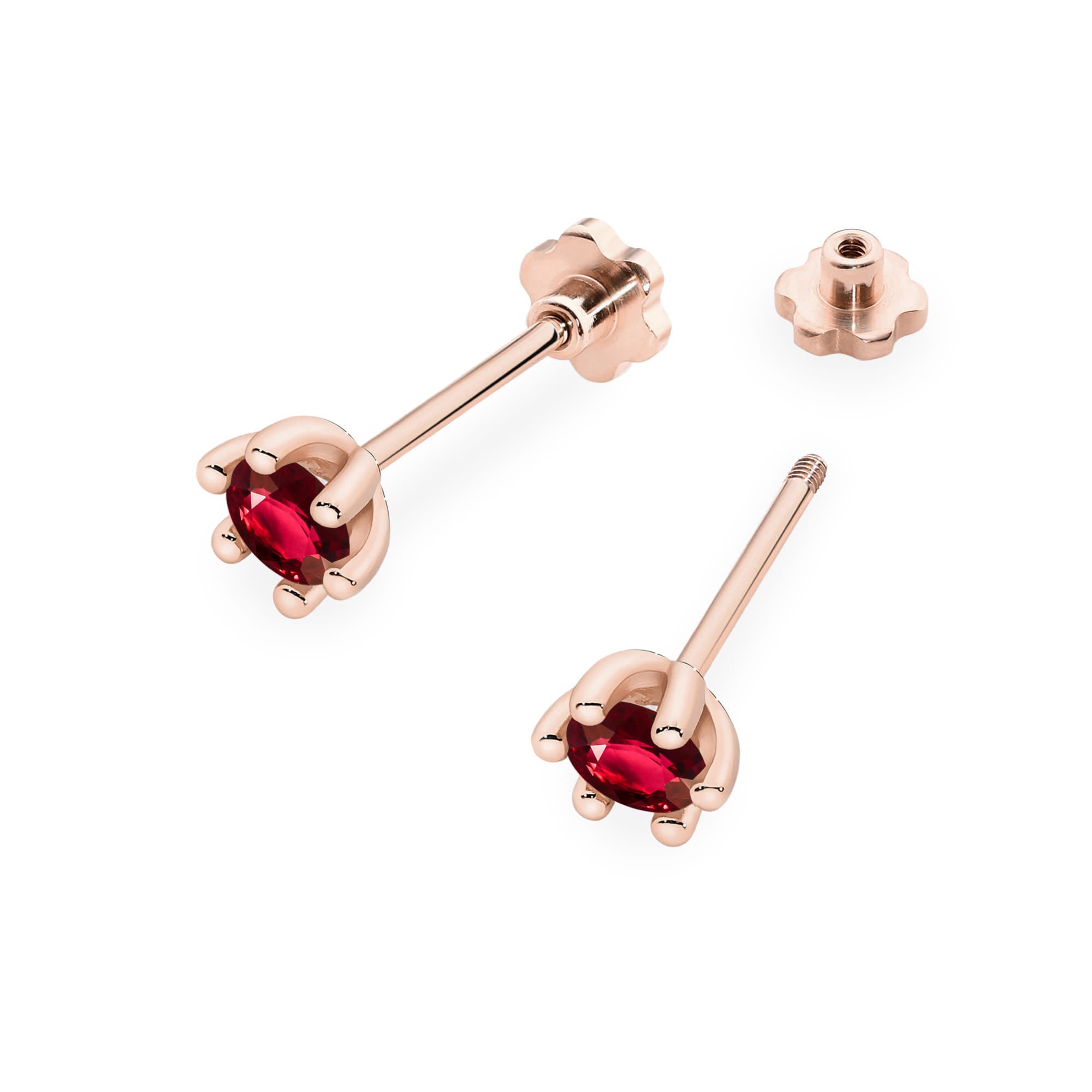 Cercei Aur 14K Cu Rubin Rotund 2 x 0.30ct Model K0222