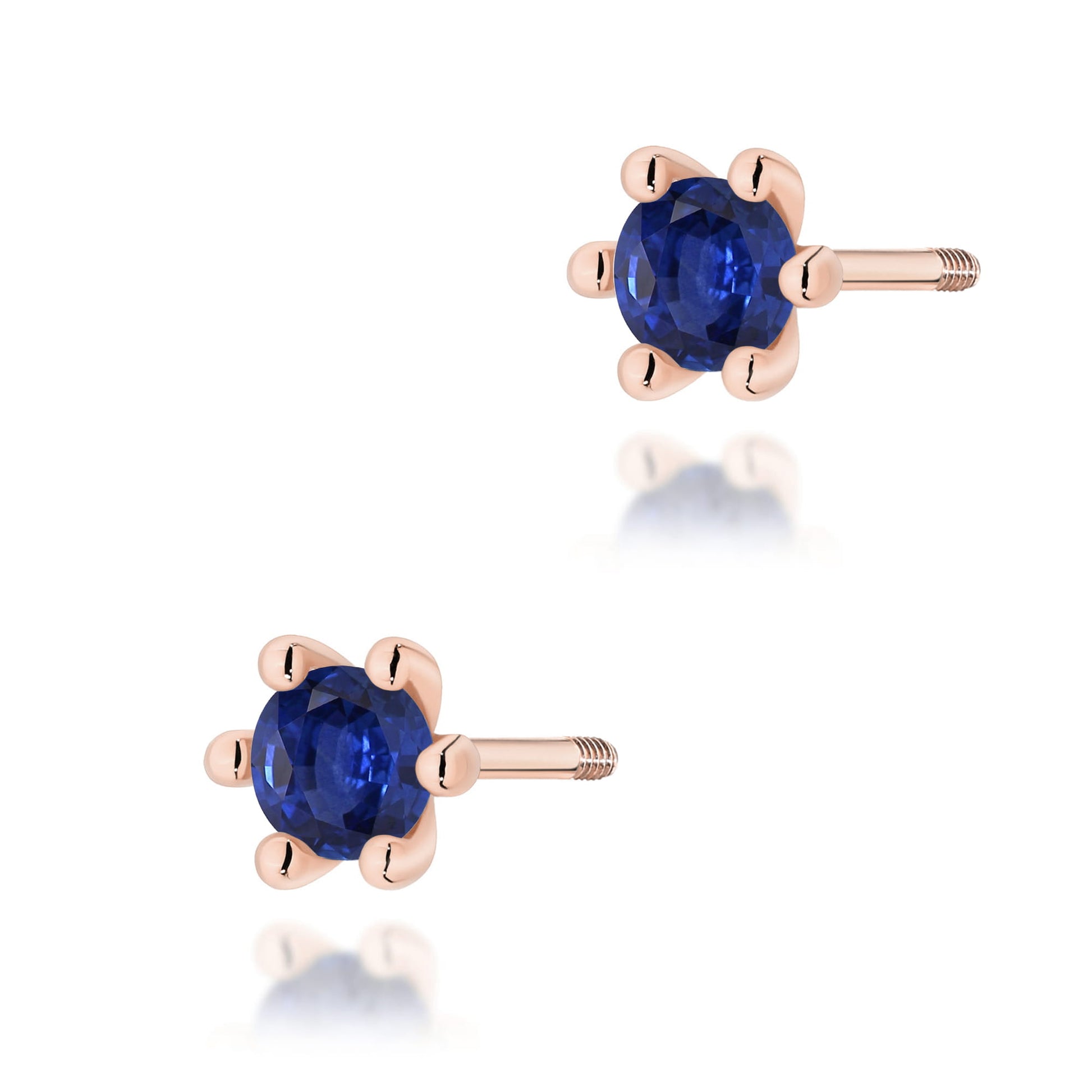 Cercei Aur 14K Cu Safire Rotunde K0222
