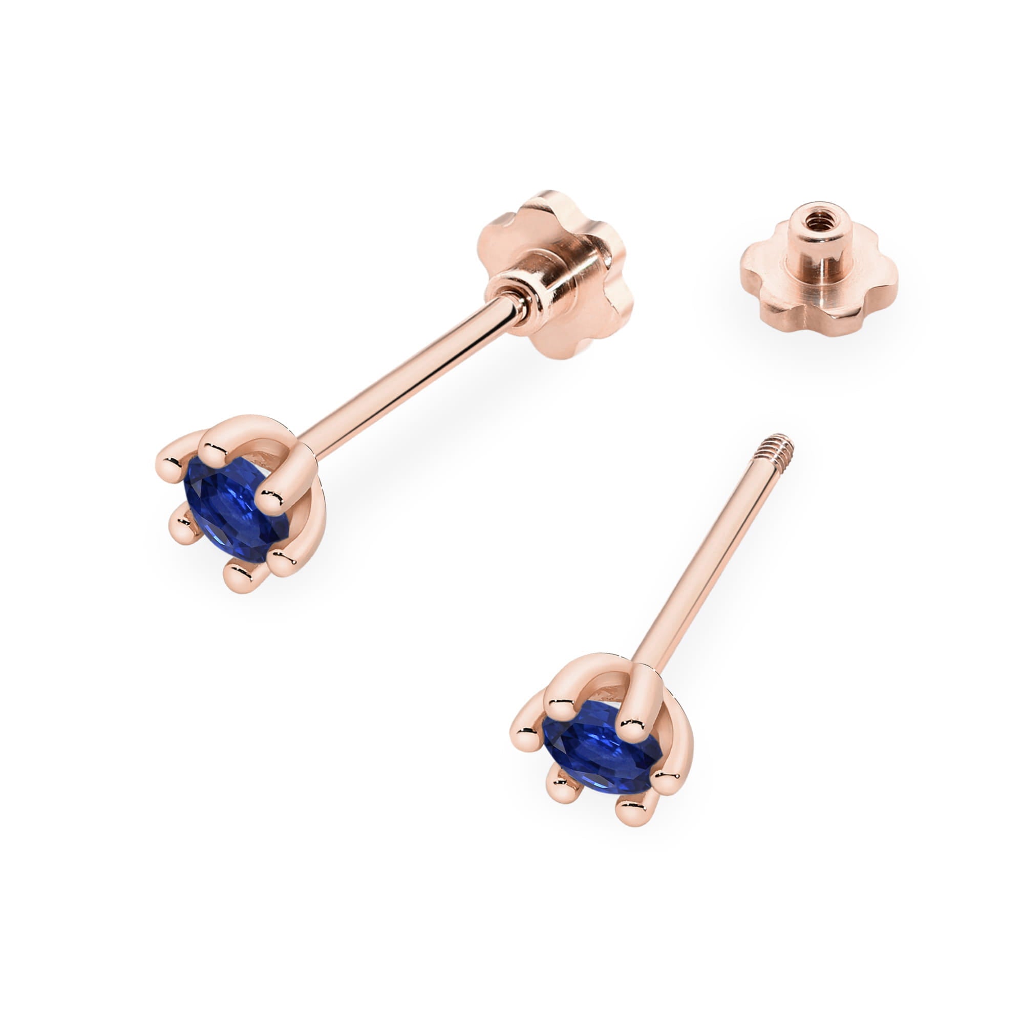 Cercei Aur 14K Cu Safire Rotunde K0222