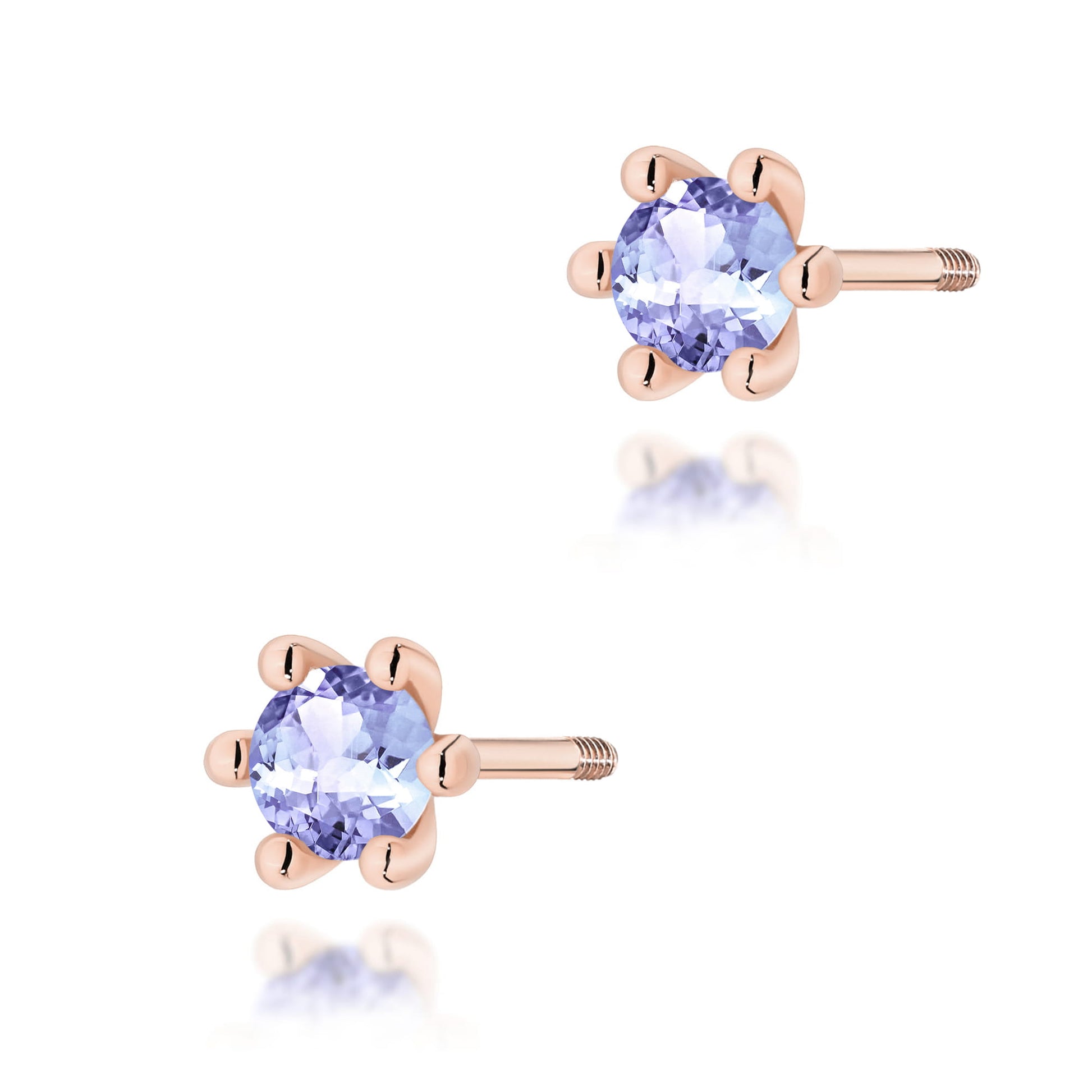 Cercei Aur 14K Tanzanit Rotund 2 x 0.15ct Stud