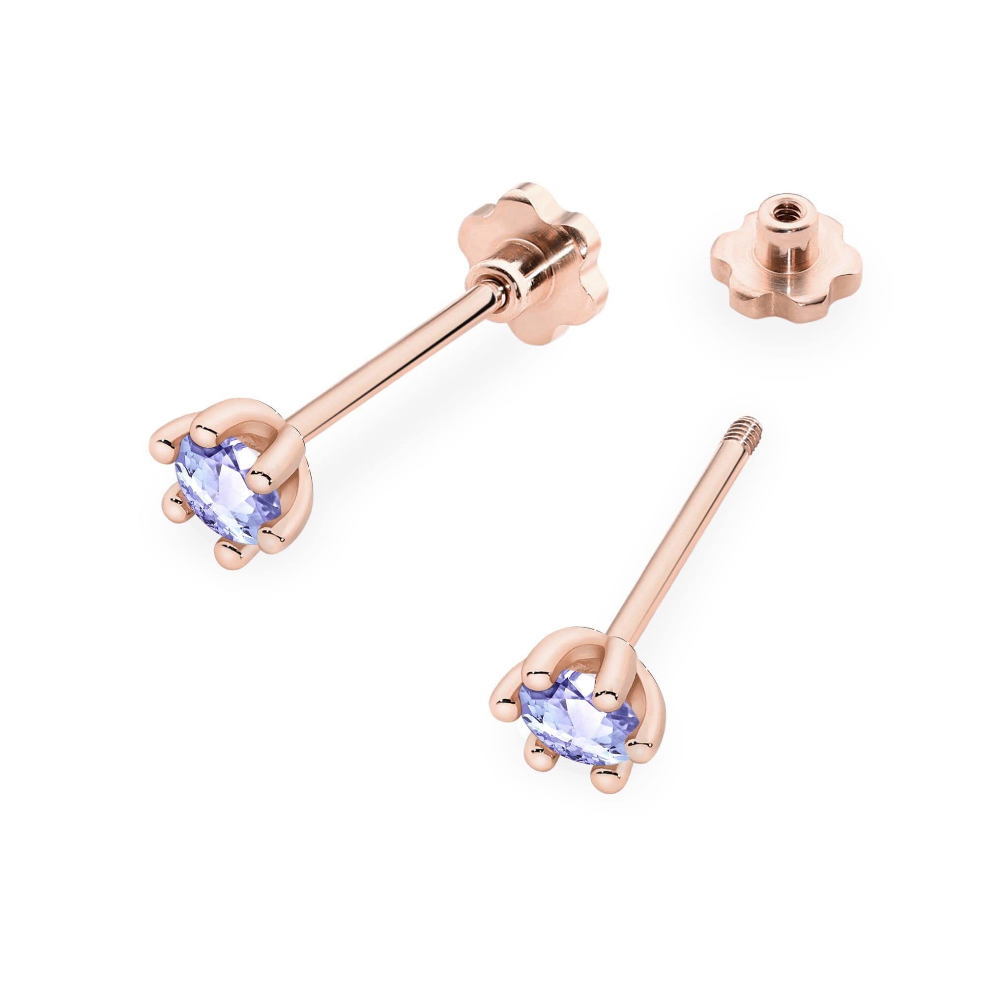 Cercei Aur 14K Tanzanit Rotund 2 x 0.15ct Stud