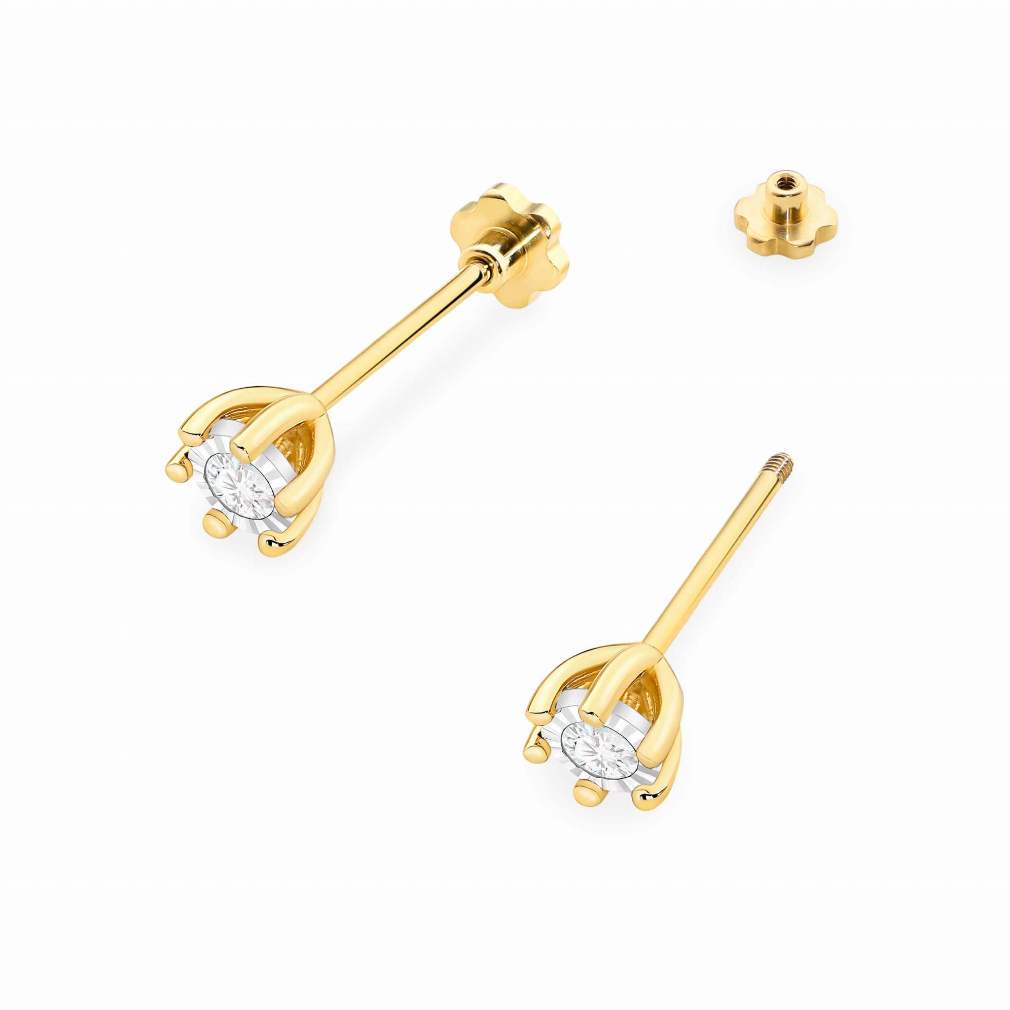 Cercei Aur 14K Diamant 2 x 0.08ct Rotund Stud