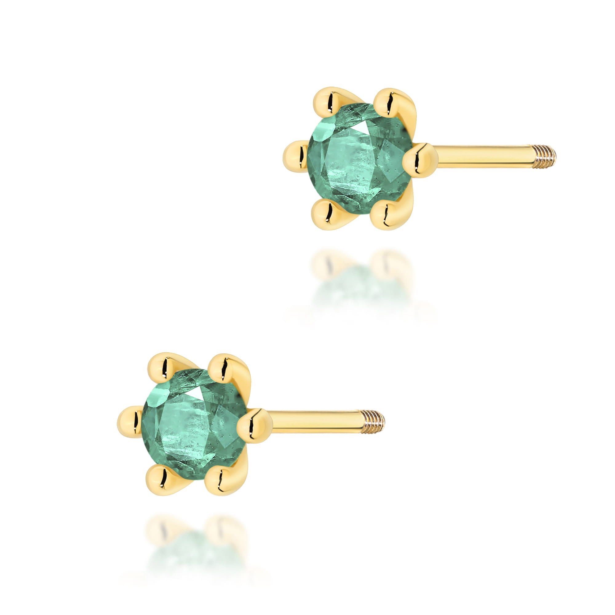 Cercei Aur 14K K0222 Smarald 2 x 0.15ct