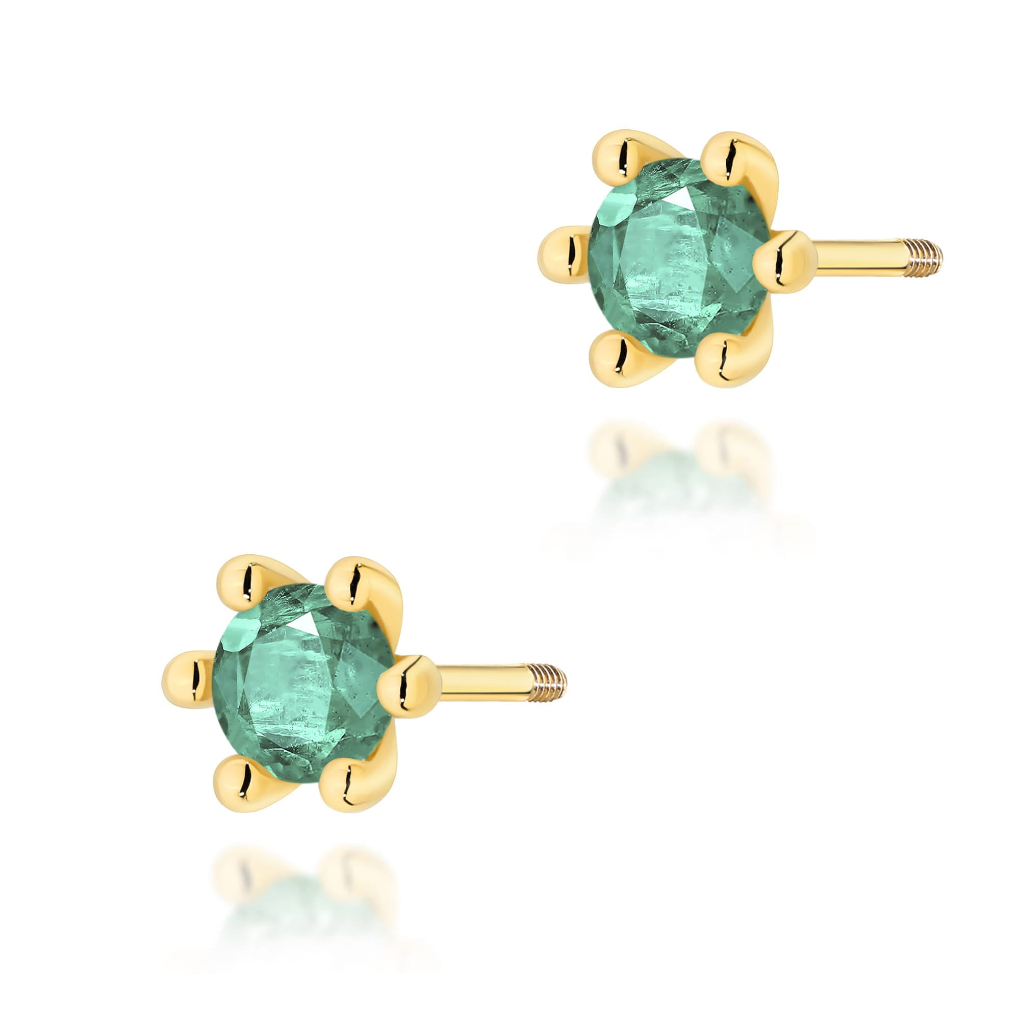 Cercei Aur 14K Cu Smaralde Rotunde K0222