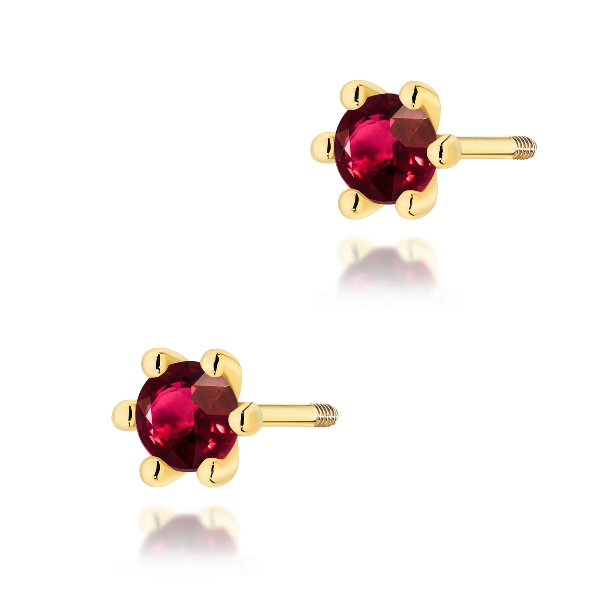 Cercei Aur 14K Cu Rubin Rotund K0222