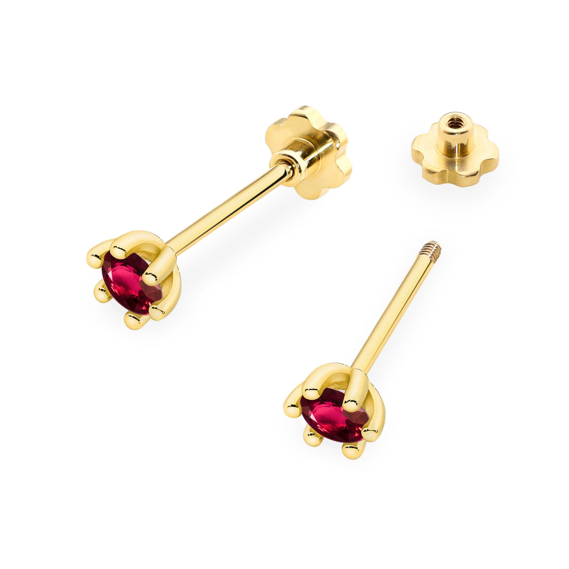 Cercei Aur 14K Cu Rubin Rotund K0222