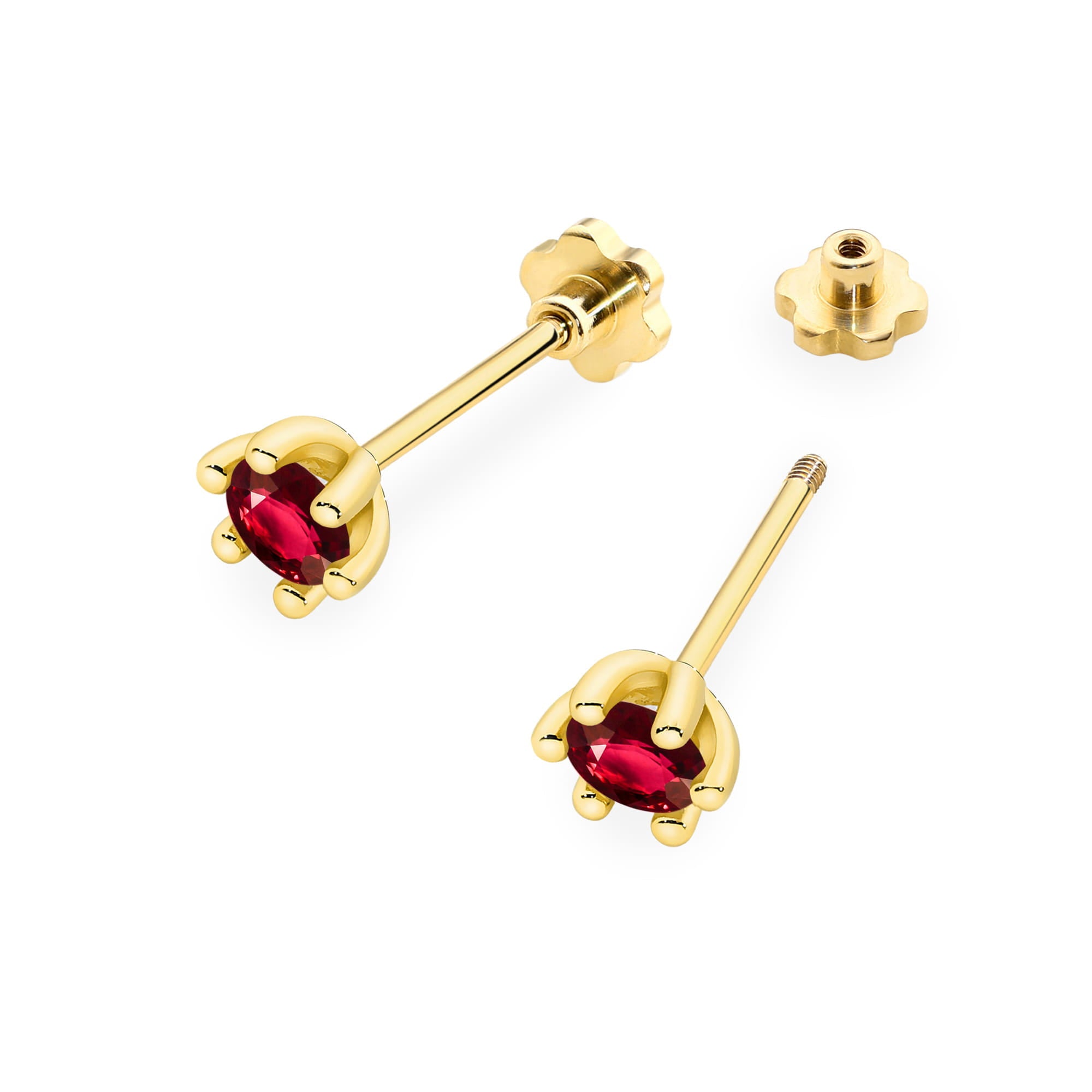 Cercei Aur 14K Cu Rubin Rotund 2 x 0.30ct Model K0222