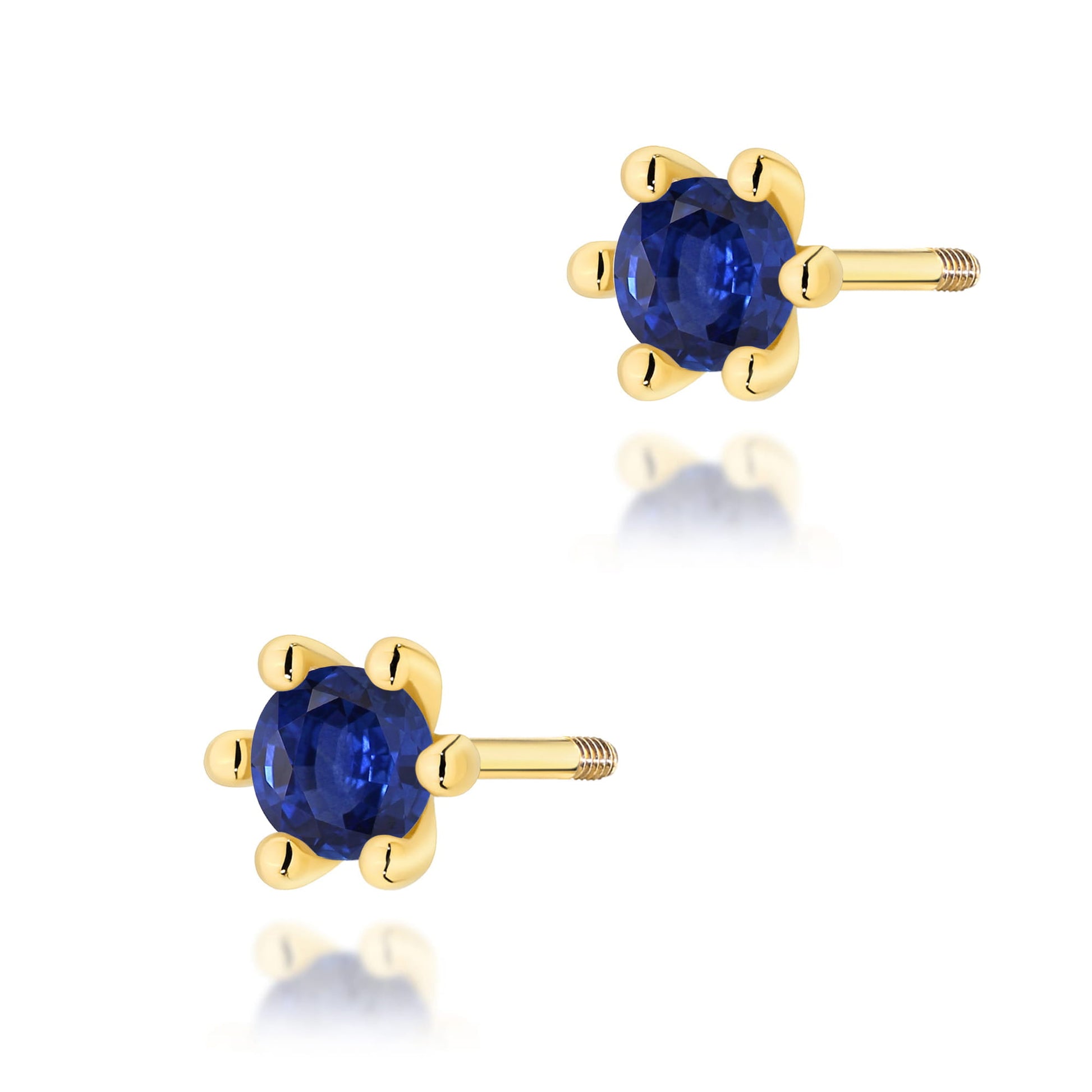 Cercei Aur 14K Cu Safire Rotunde K0222