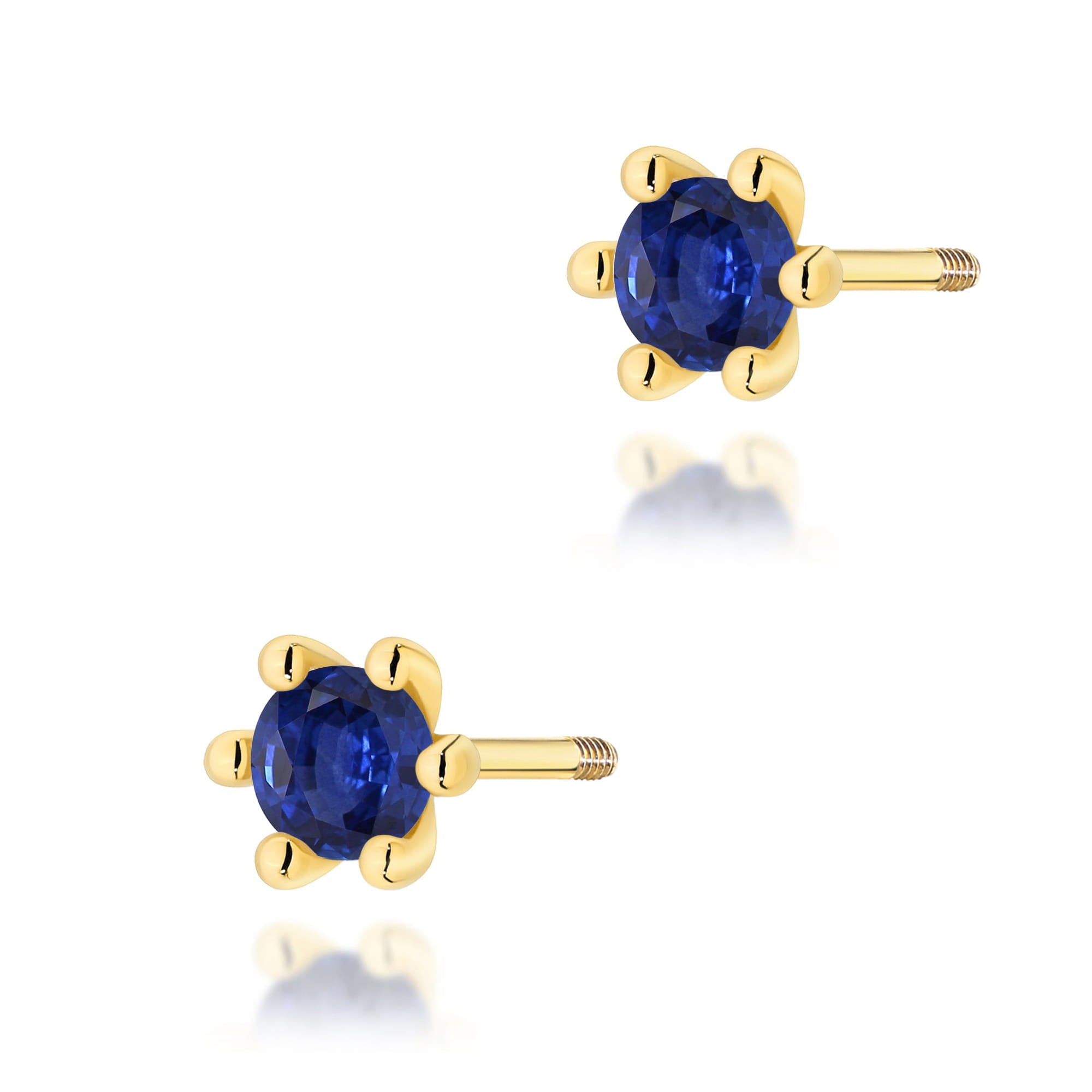 Cercei Aur 14K Cu Safire Rotunde K0222