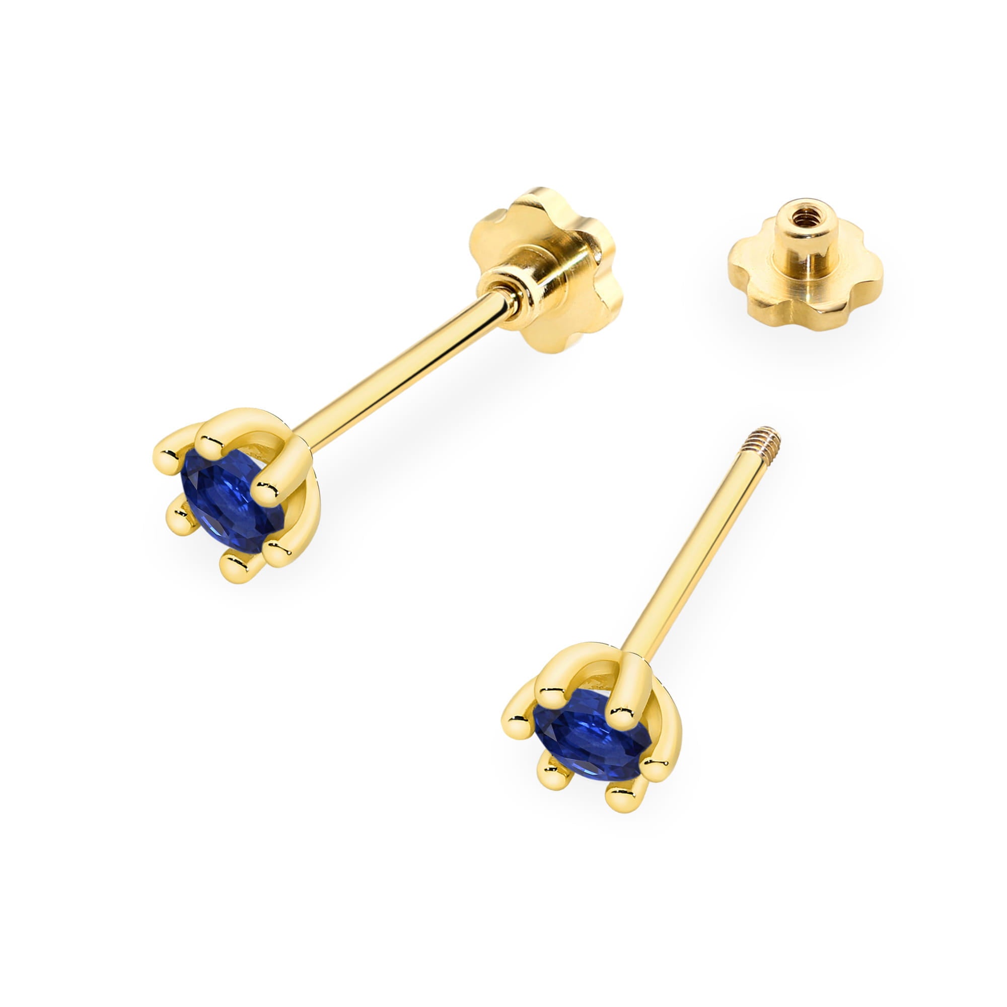 Cercei Aur 14K Cu Safire Rotunde K0222