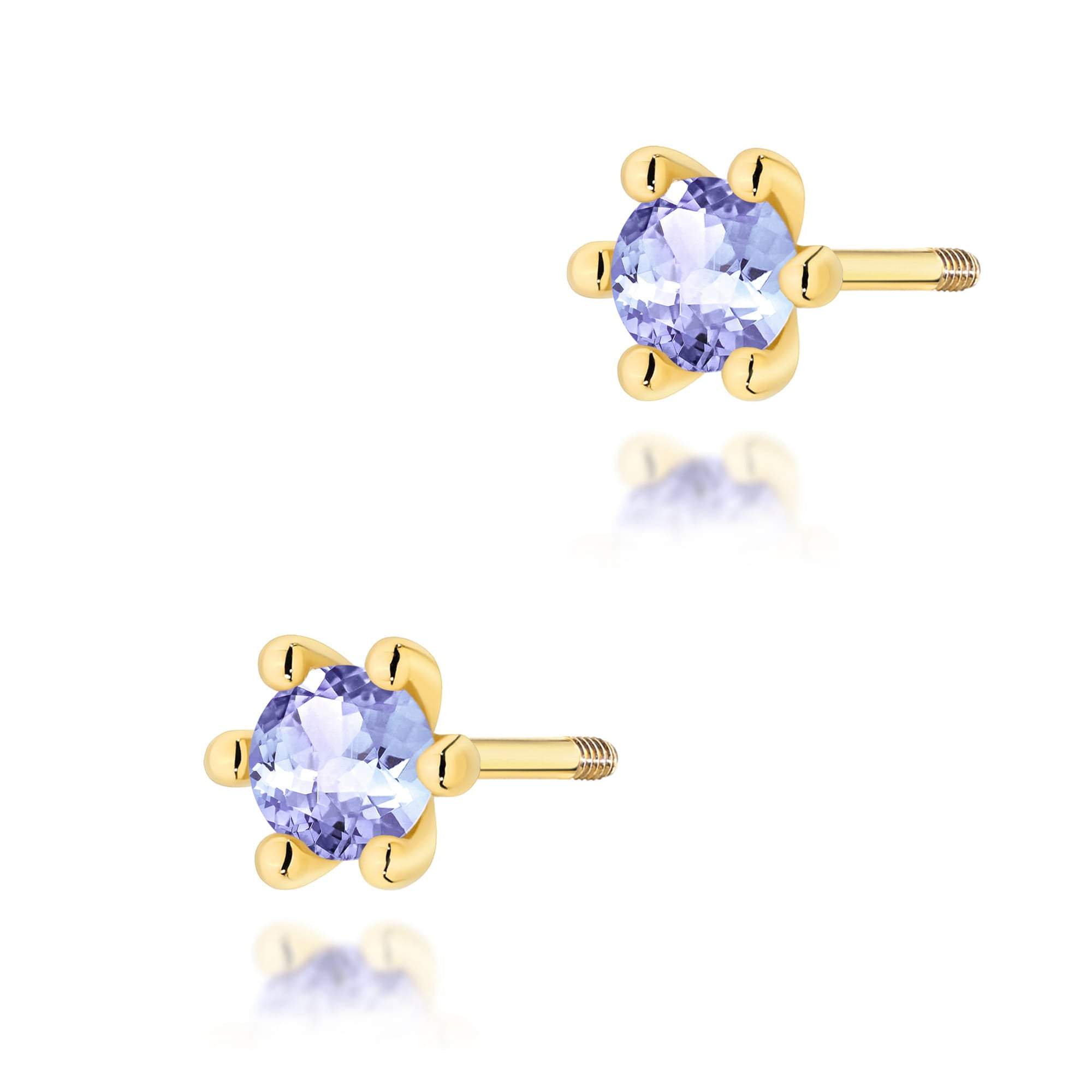 Cercei Aur 14K Tanzanit Rotund 2 x 0.15ct Stud