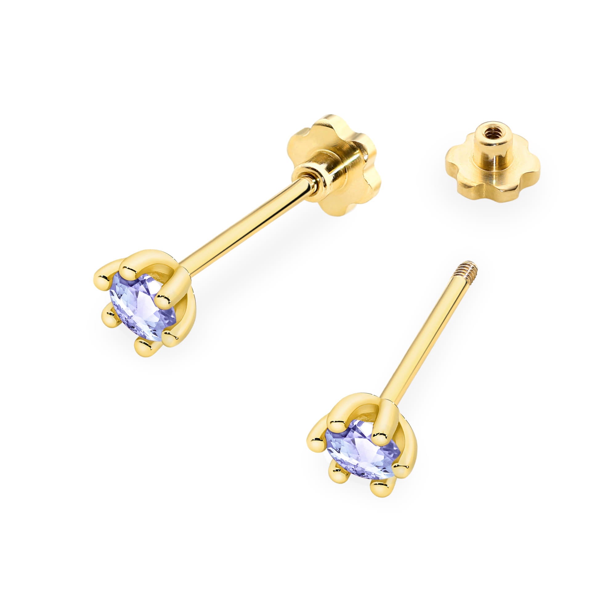Cercei Aur 14K Tanzanit Rotund 2 x 0.15ct Stud