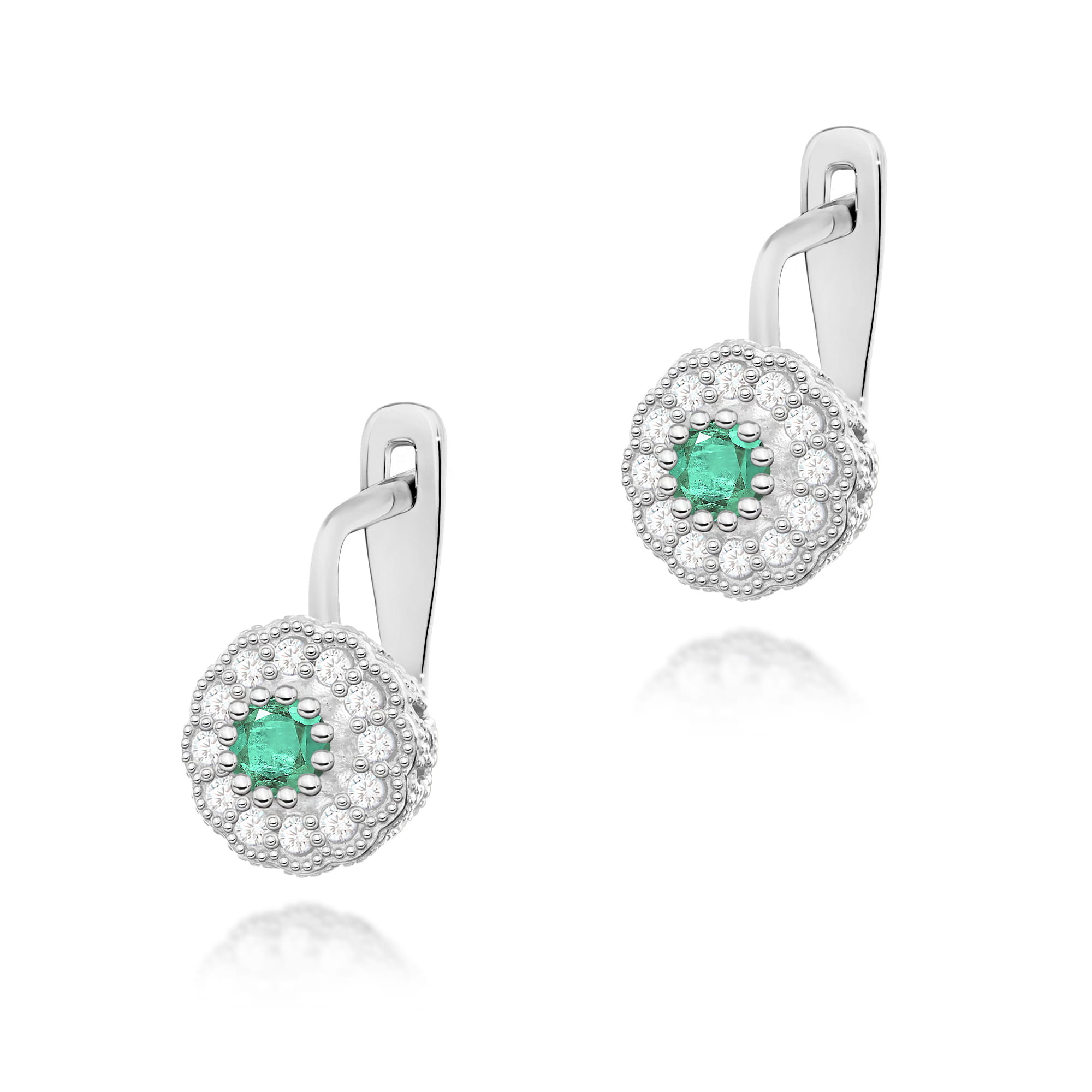 Earrings K0284 Emerald 2 x 0,15ct gold