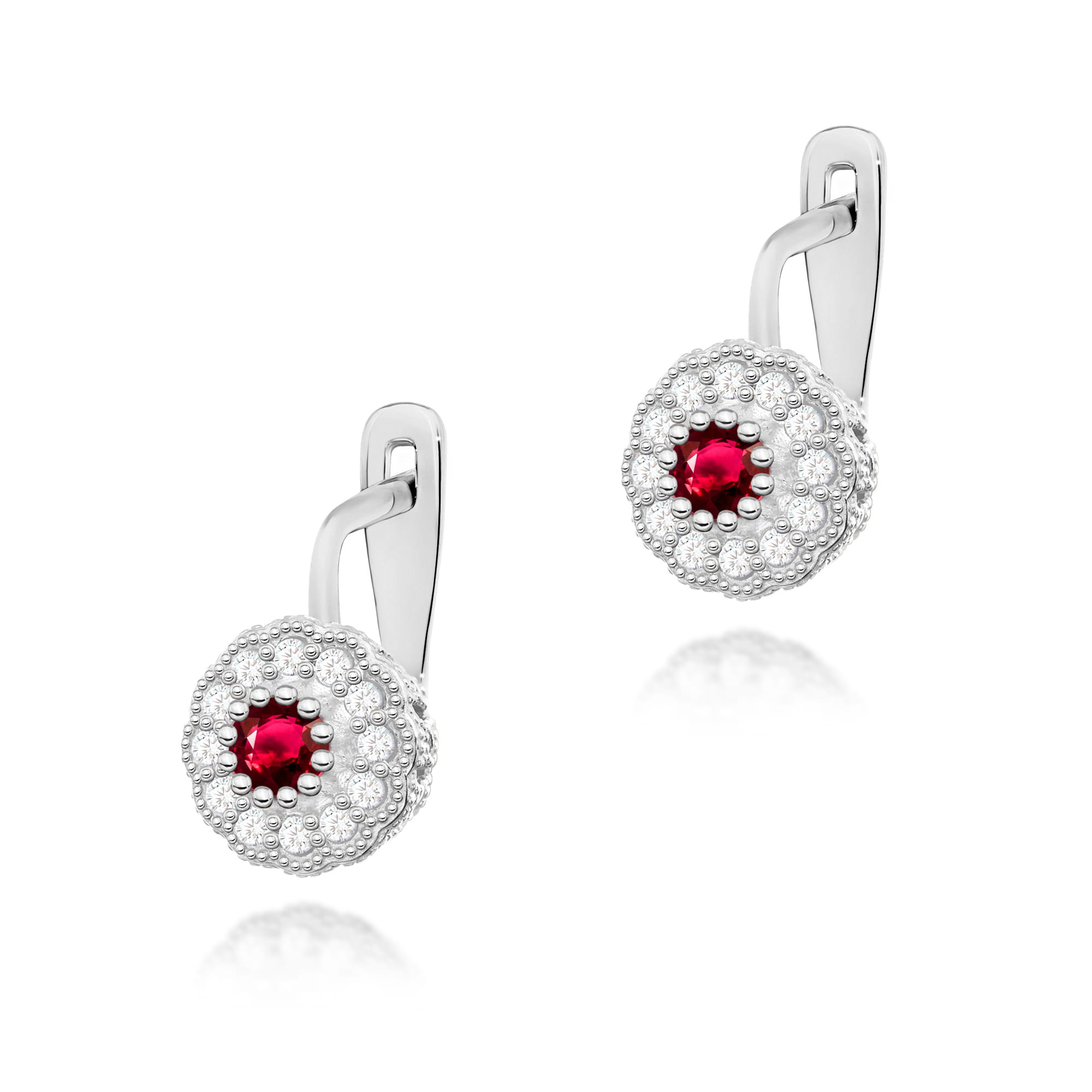 Cercei Aur 14K cu Rubin 0.30 ct si Diamante 0.20 ct